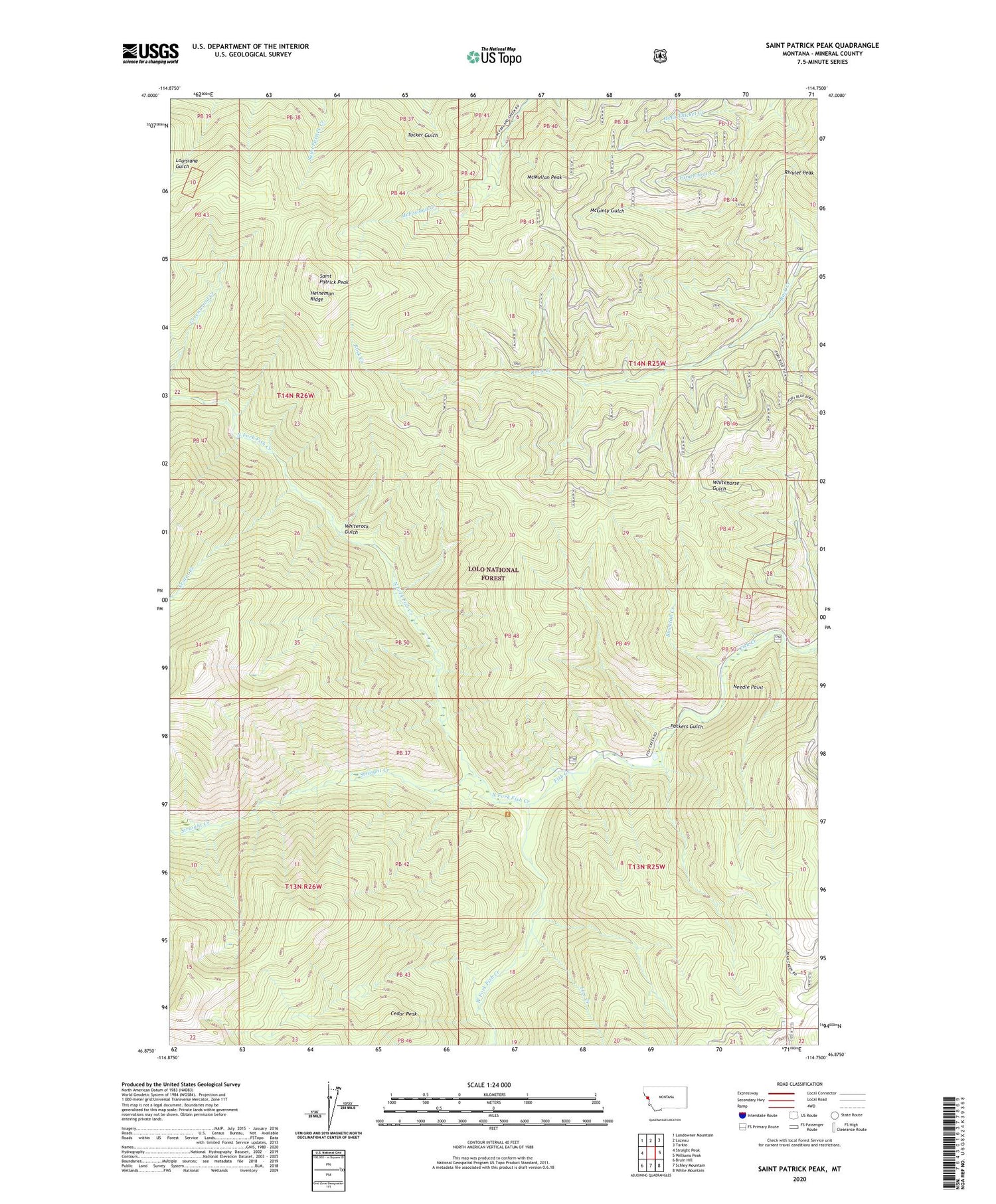 Saint Patrick Peak Montana US Topo Map Image