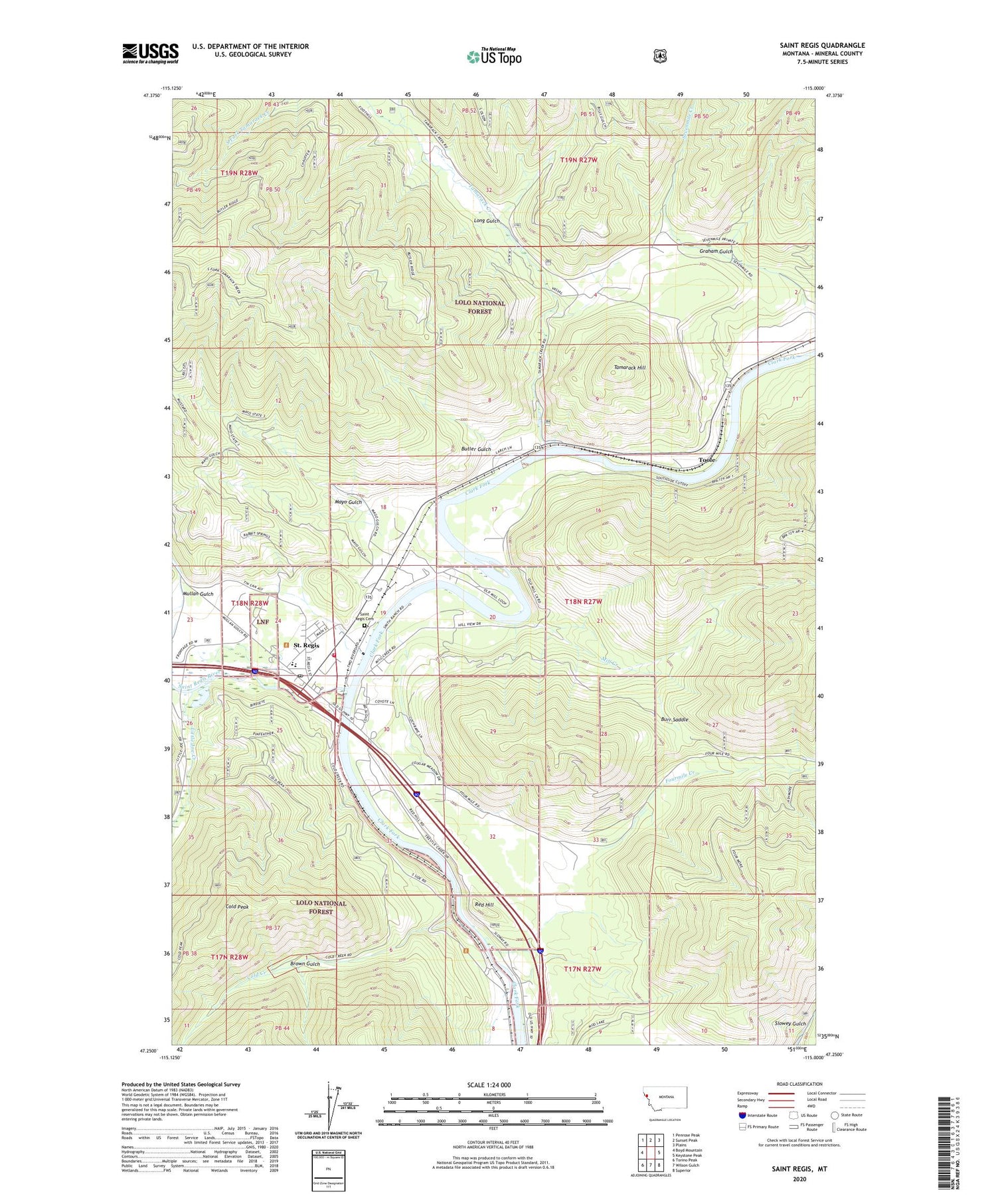 Saint Regis Montana US Topo Map Image