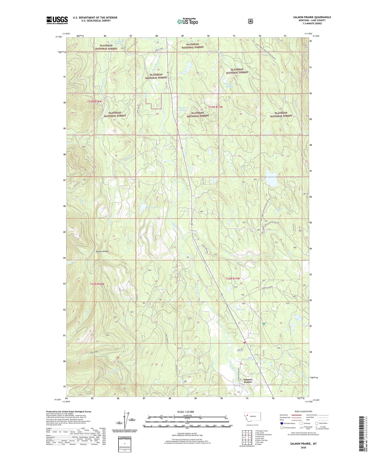 Salmon Prairie Montana US Topo Map Image