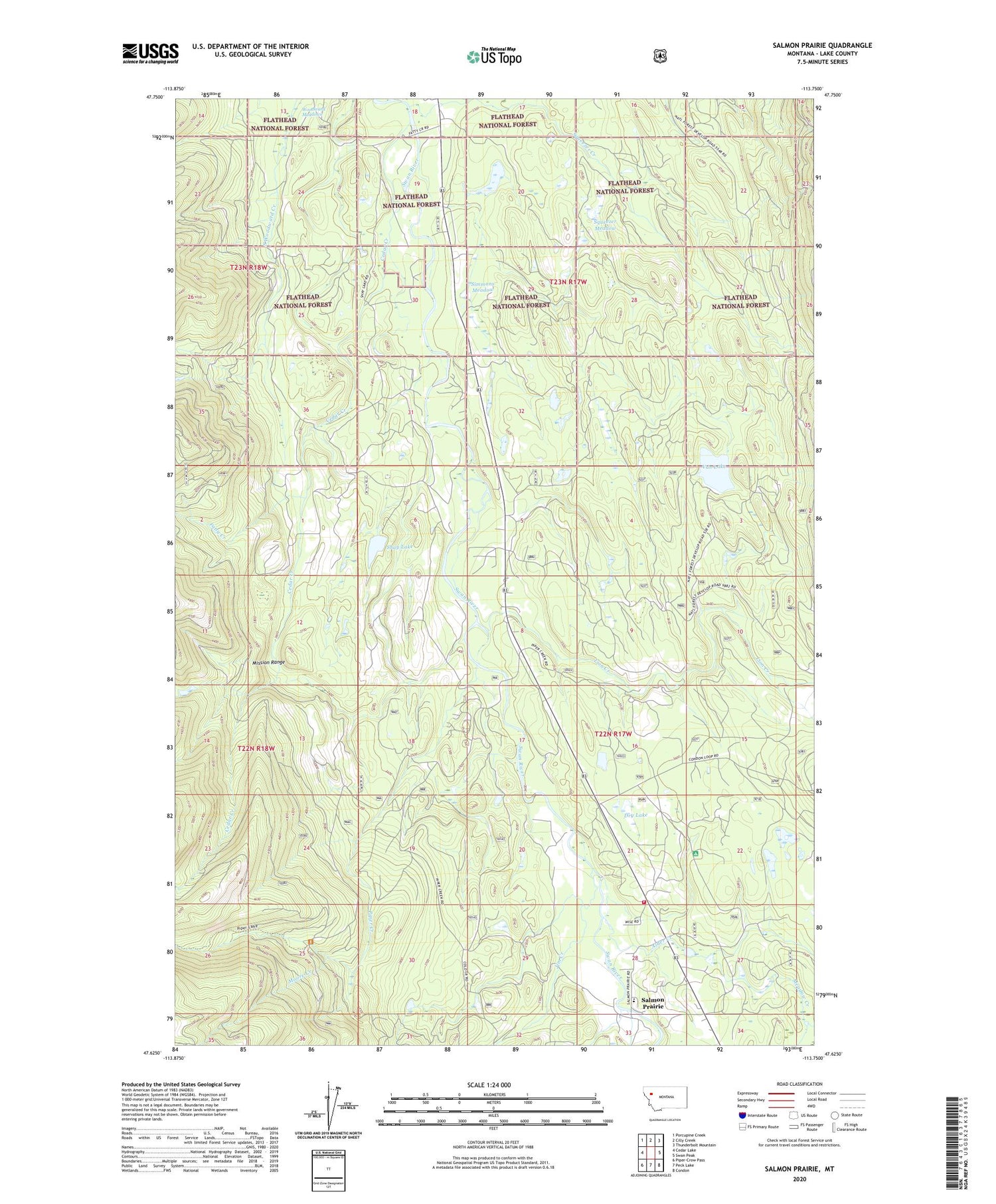 Salmon Prairie Montana US Topo Map Image