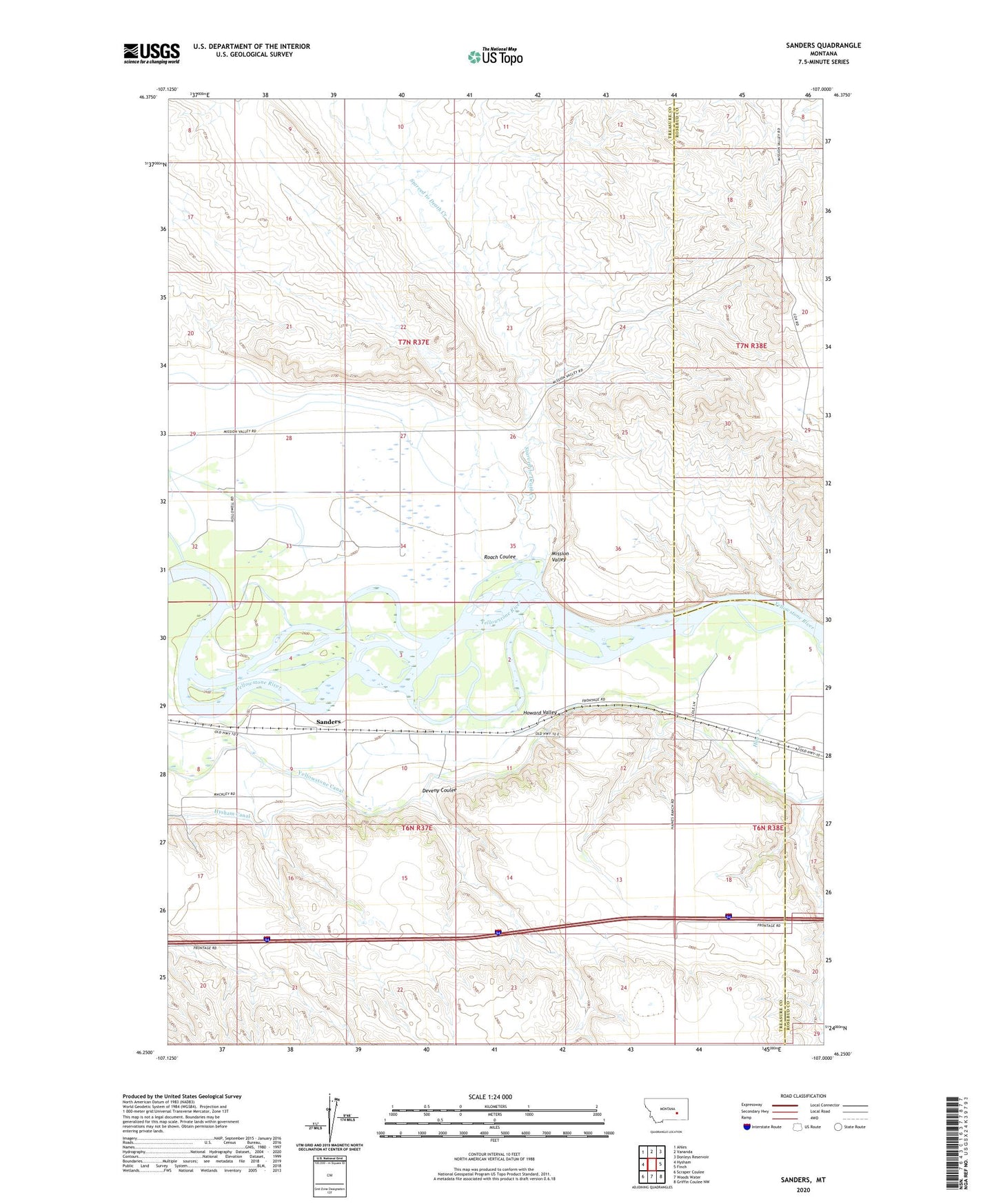 Sanders Montana US Topo Map Image