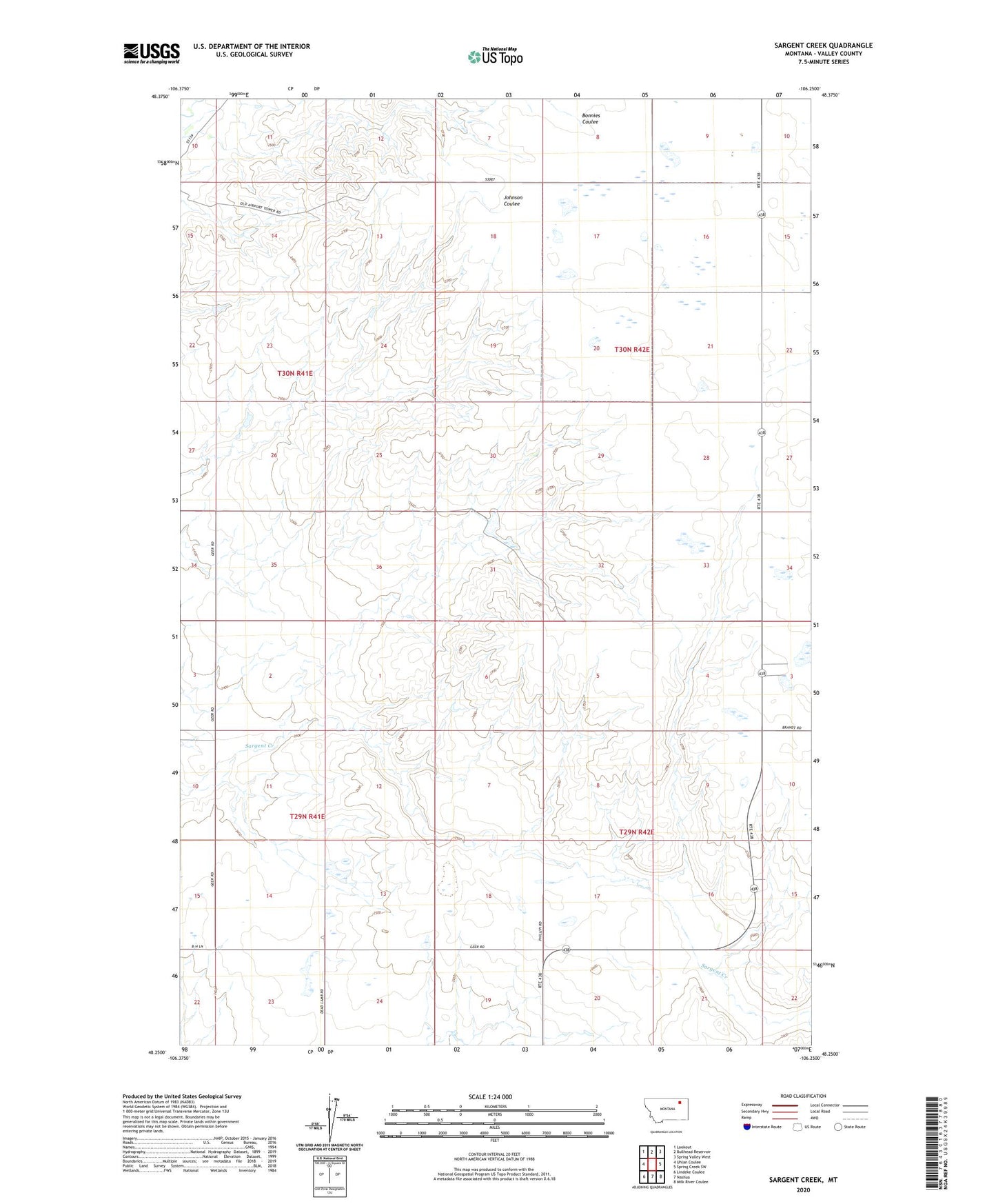 Sargent Creek Montana US Topo Map Image