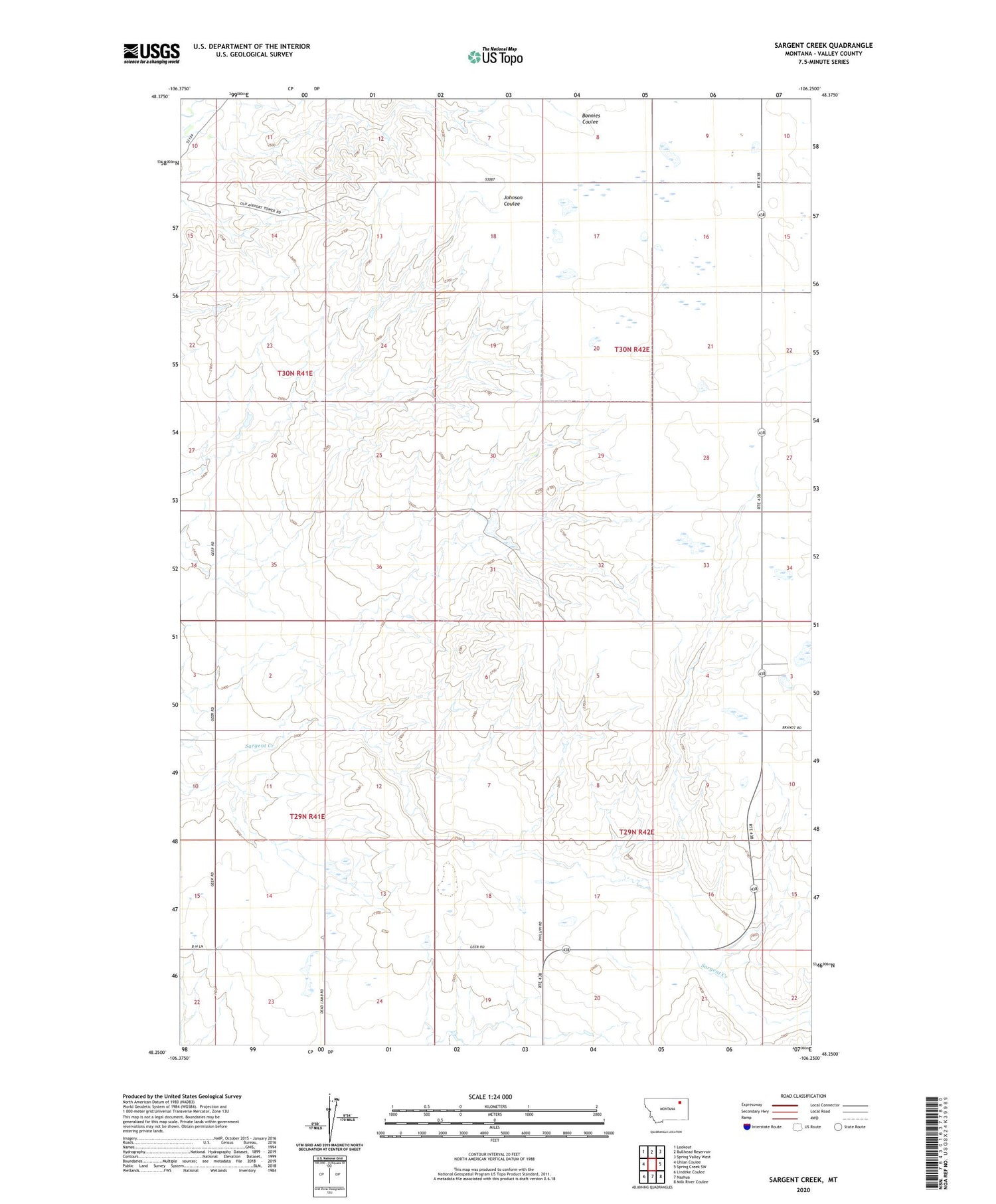 Sargent Creek Montana US Topo Map Image
