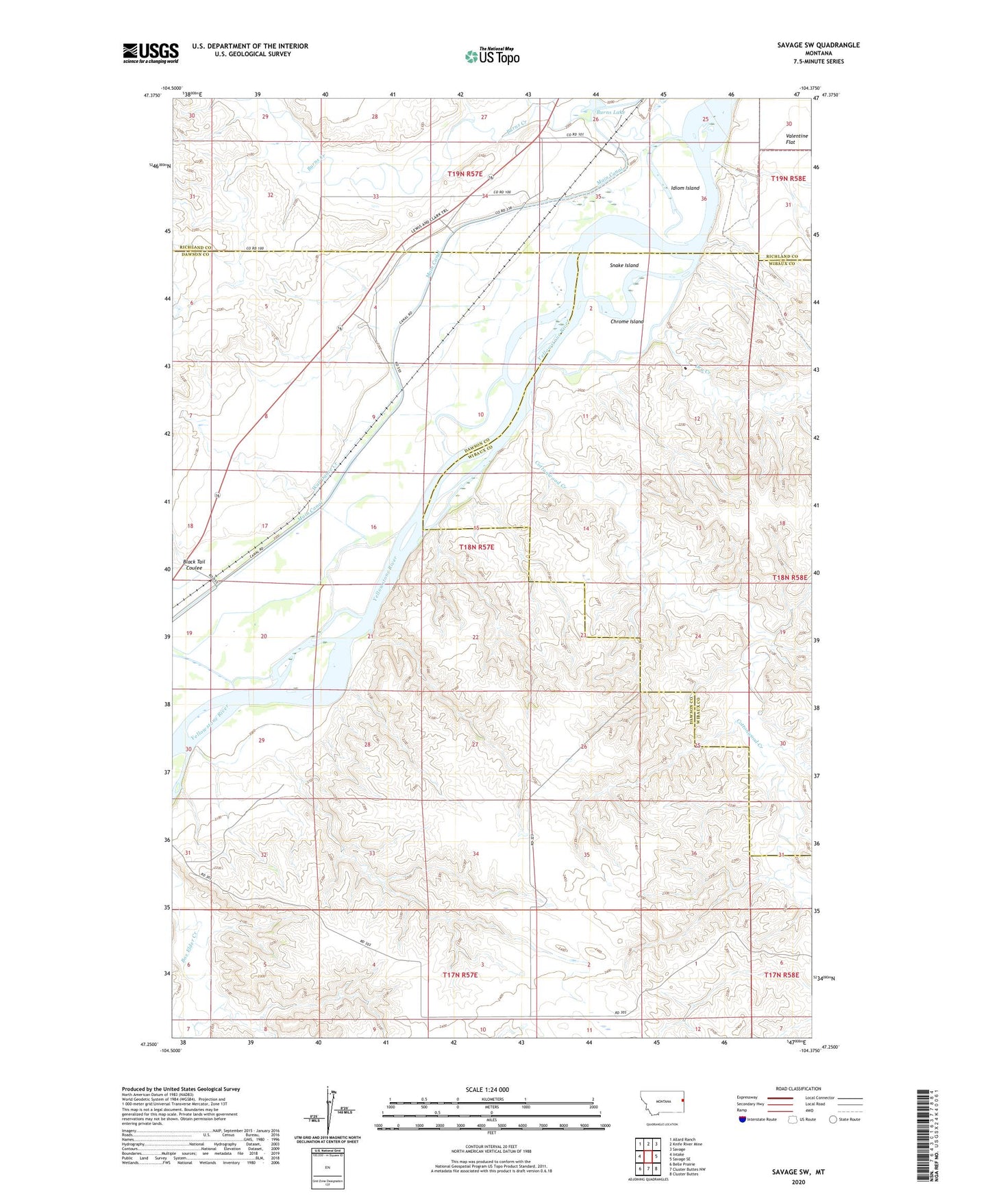 Savage SW Montana US Topo Map Image