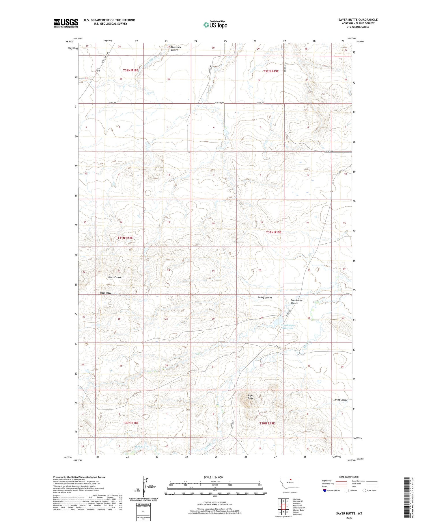 Sayer Butte Montana US Topo Map Image