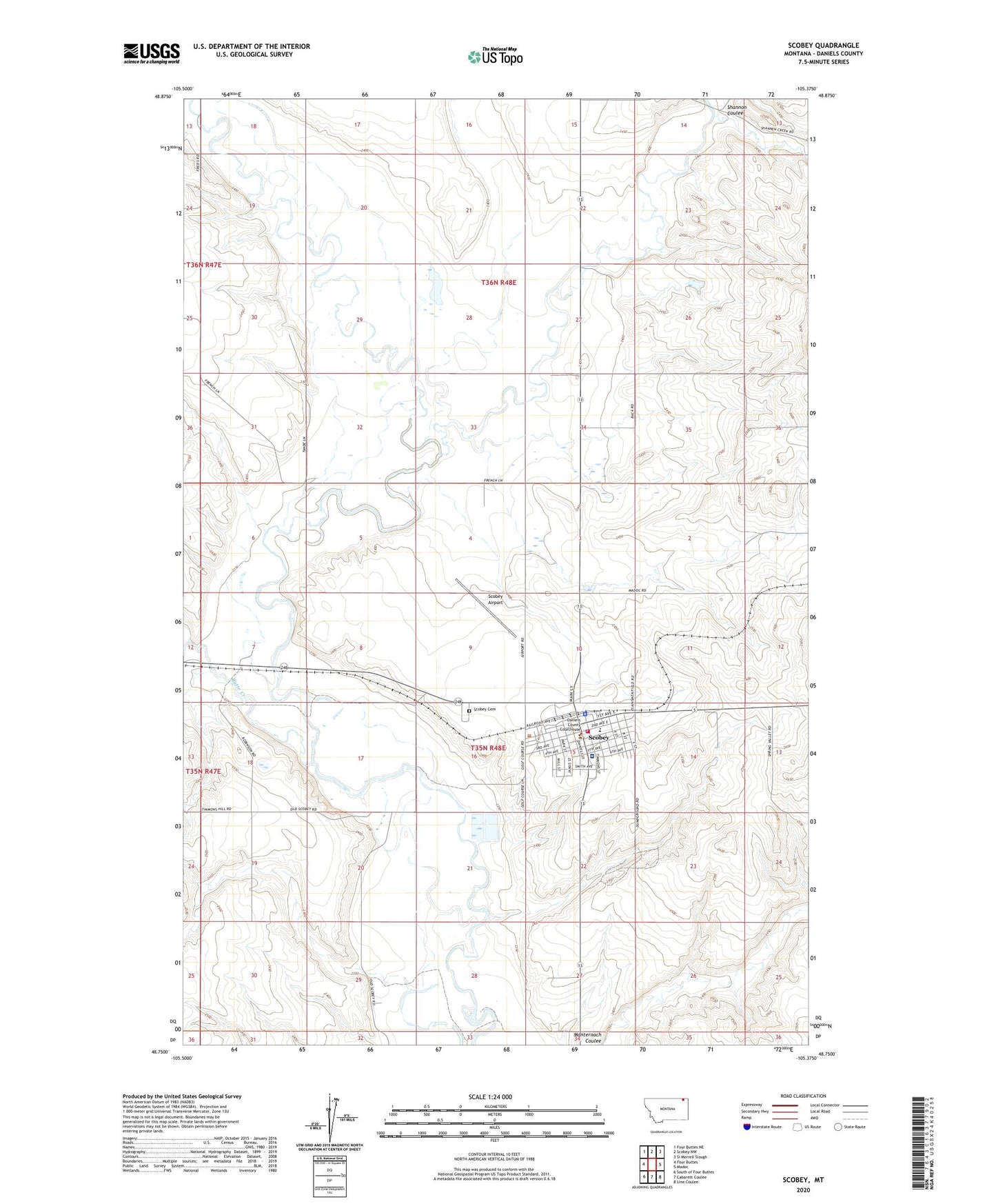Scobey Montana US Topo Map Image