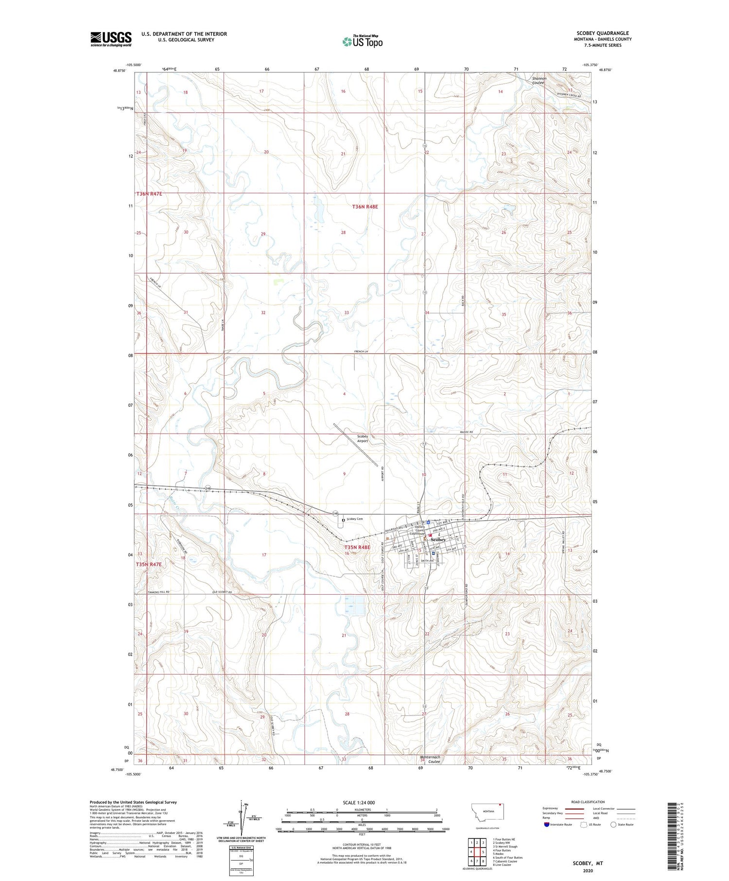Scobey Montana US Topo Map Image