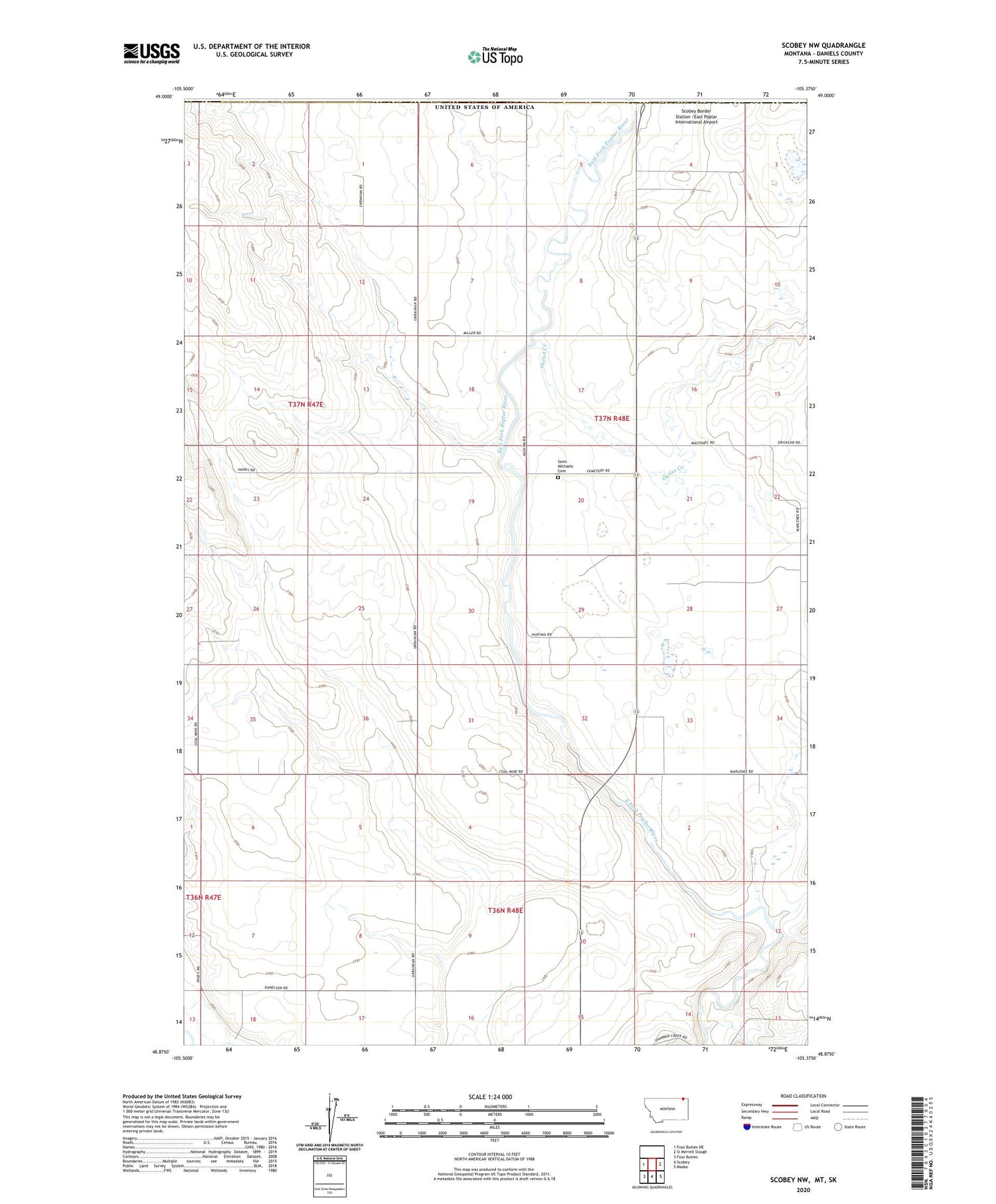 Scobey NW Montana US Topo Map Image