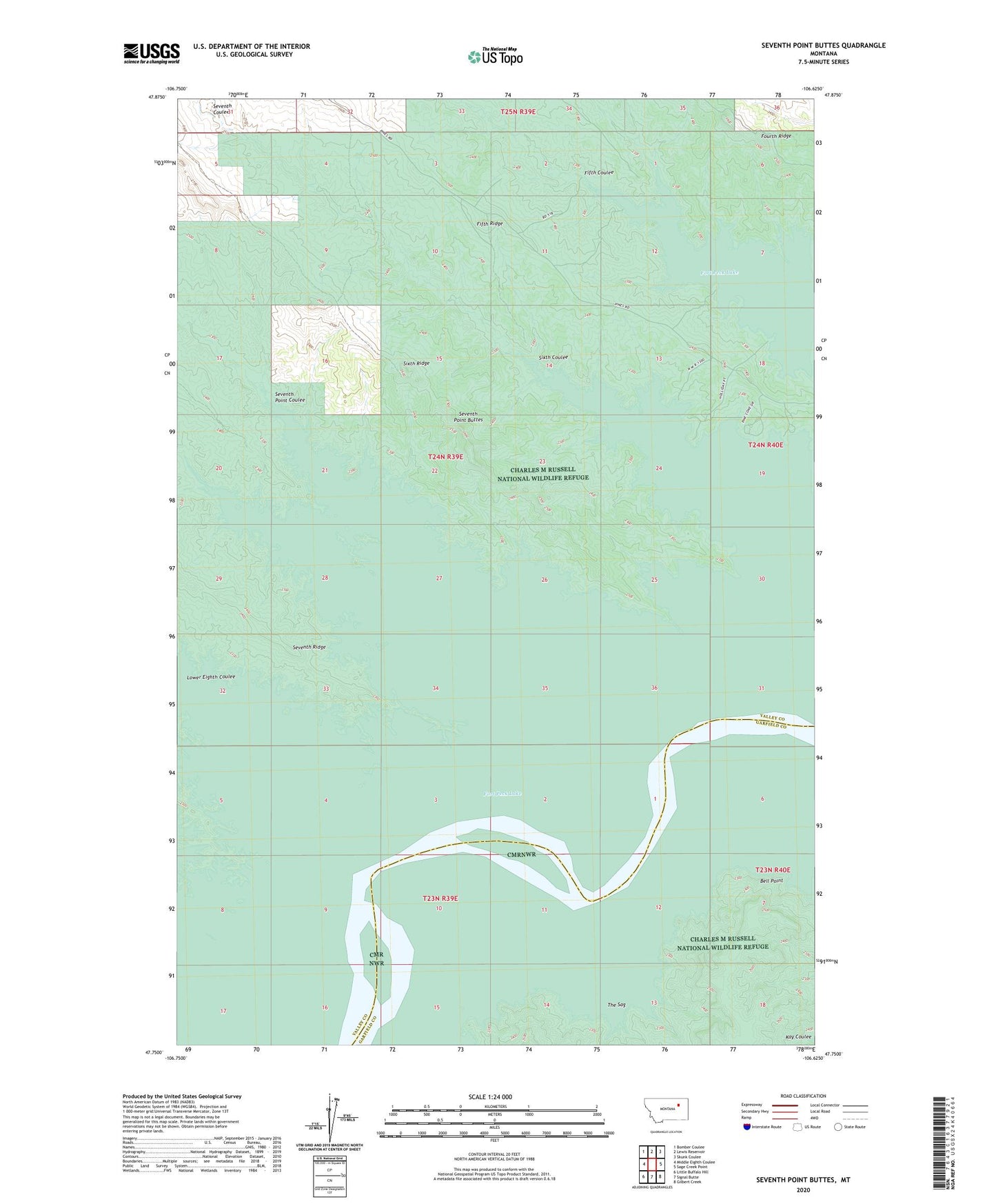 Seventh Point Buttes Montana US Topo Map Image