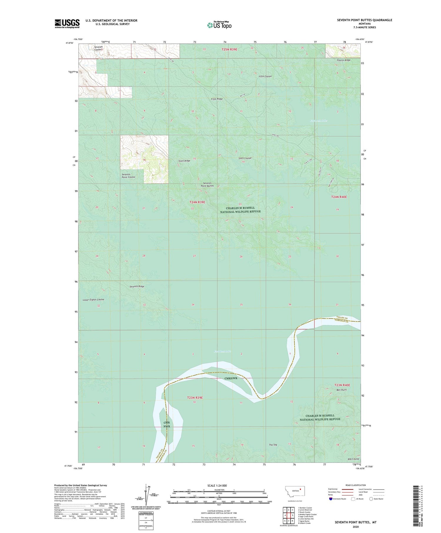 Seventh Point Buttes Montana US Topo Map Image
