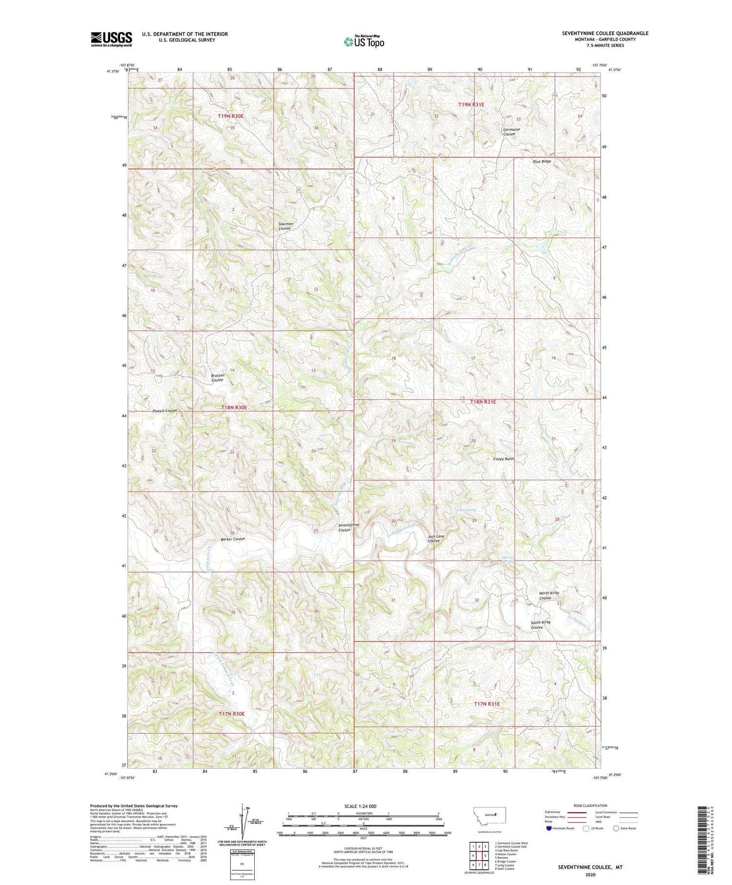 Seventynine Coulee Montana US Topo Map Image