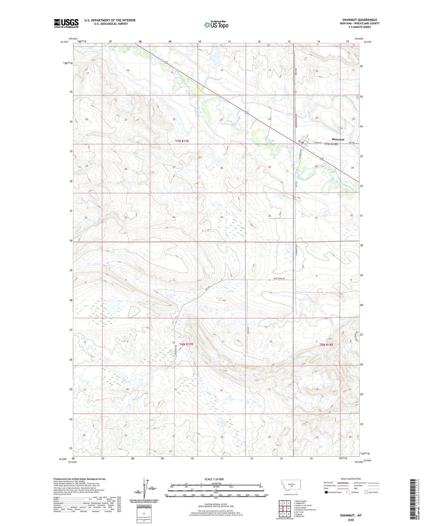 Shawmut Montana US Topo Map Image