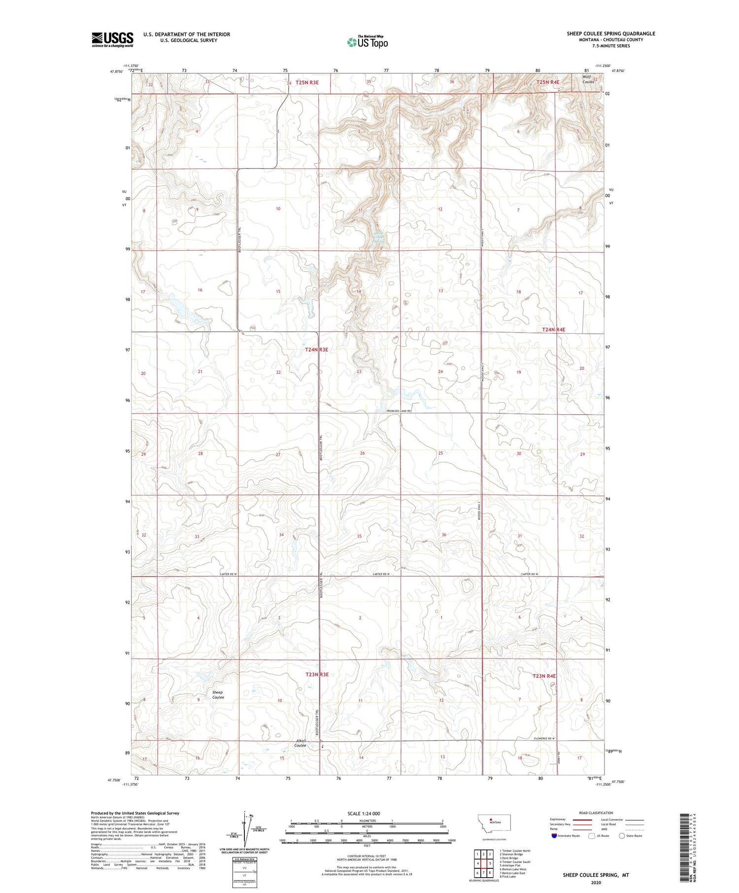 Sheep Coulee Spring Montana US Topo Map Image