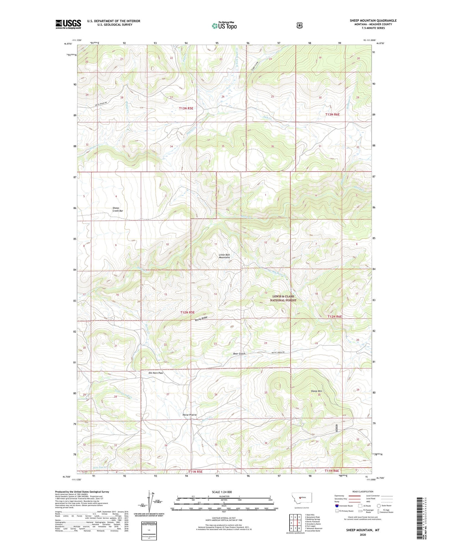 Sheep Mountain Montana US Topo Map Image