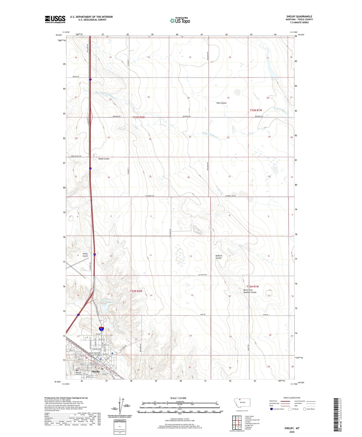 Shelby Montana US Topo Map Image