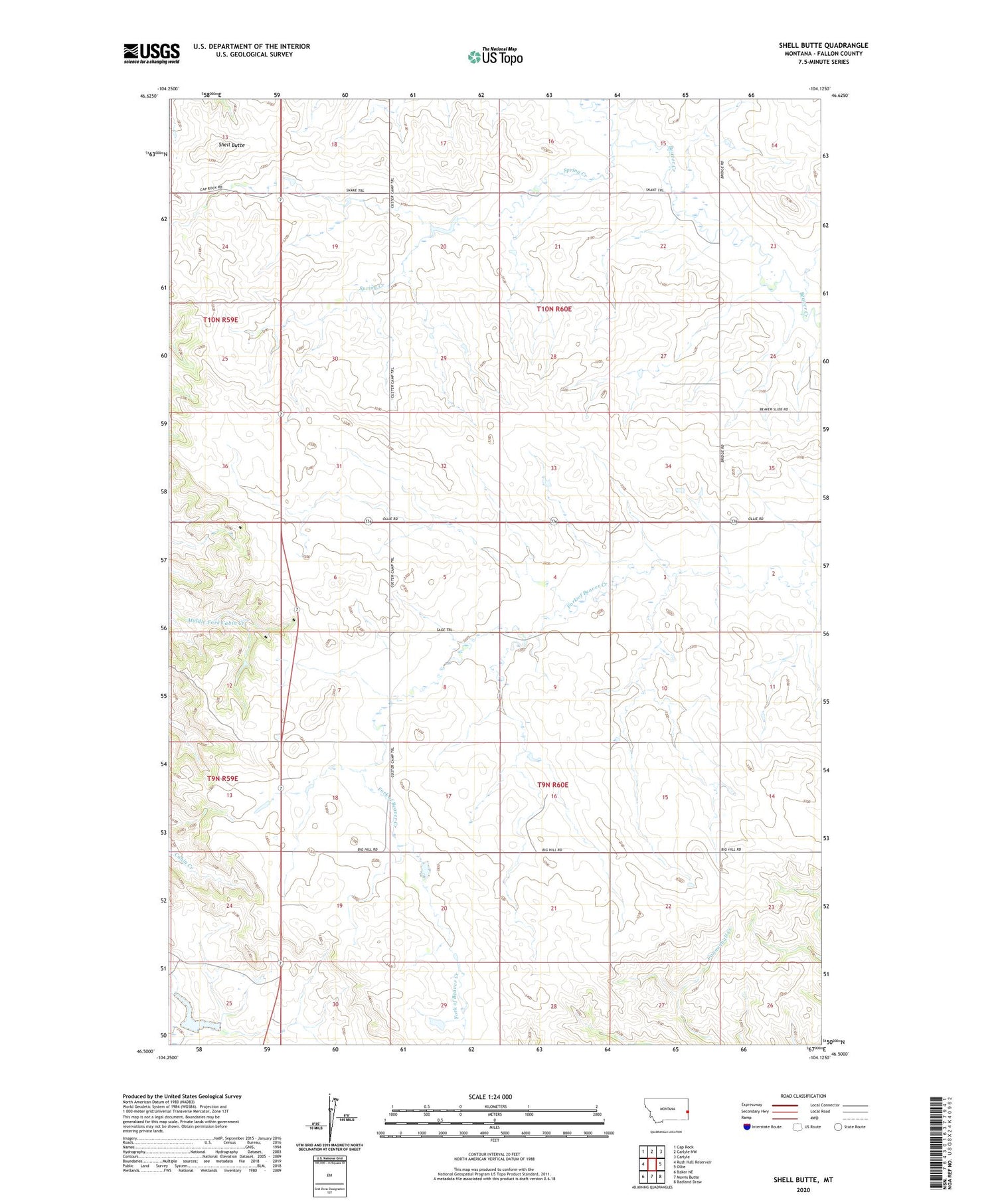 Shell Butte Montana US Topo Map Image
