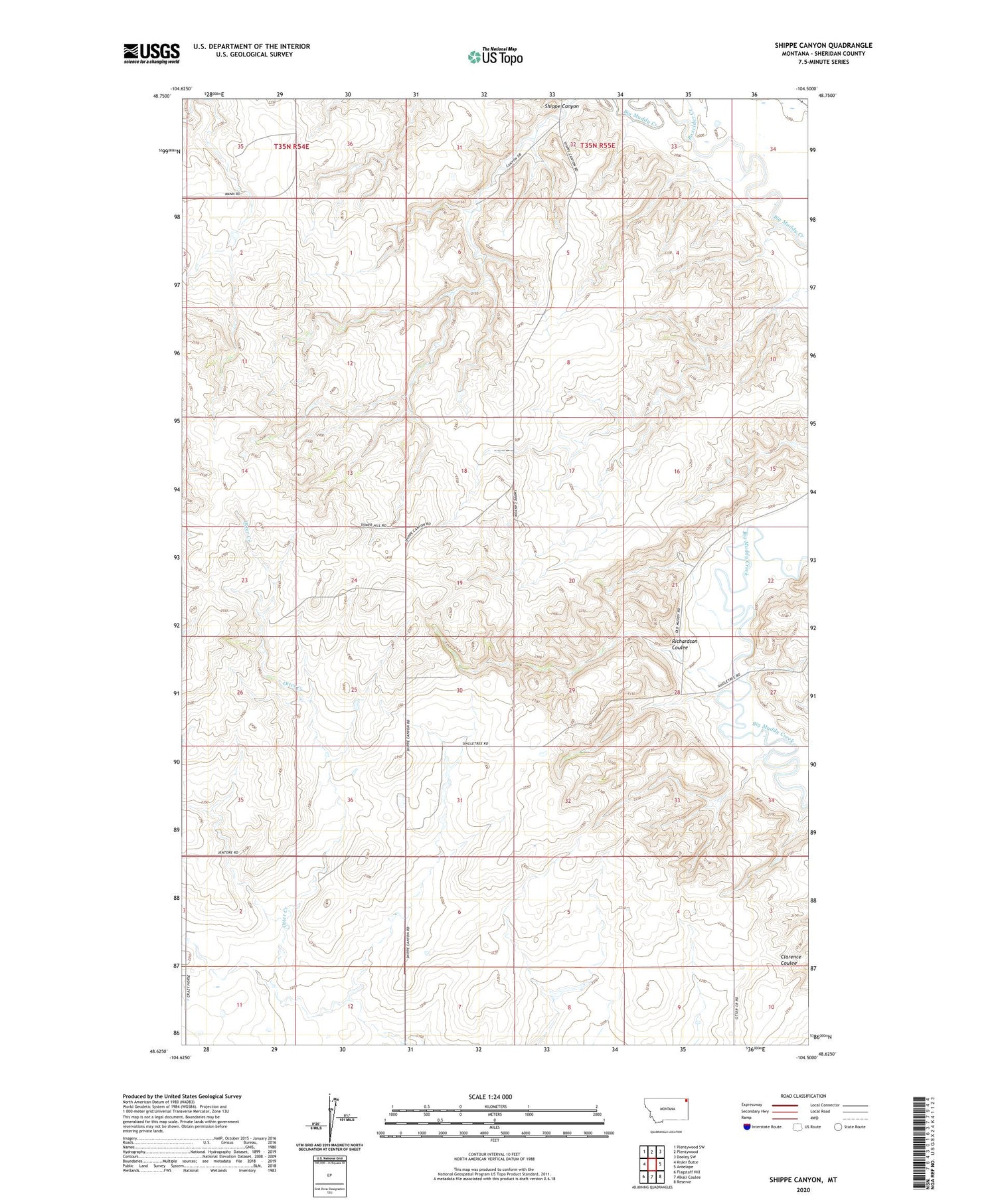 Shippe Canyon Montana US Topo Map Image