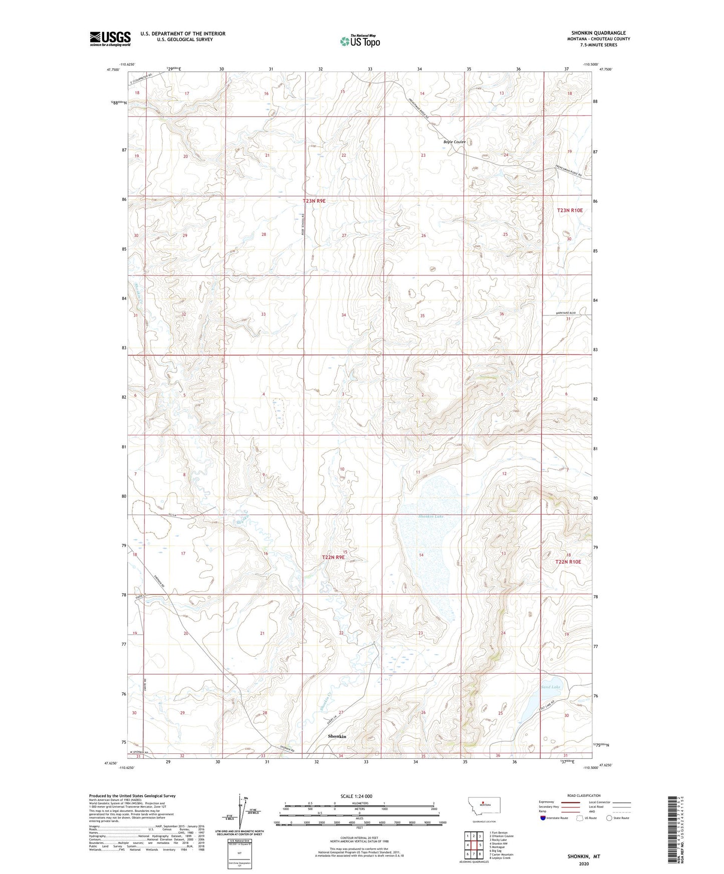 Shonkin Montana US Topo Map Image