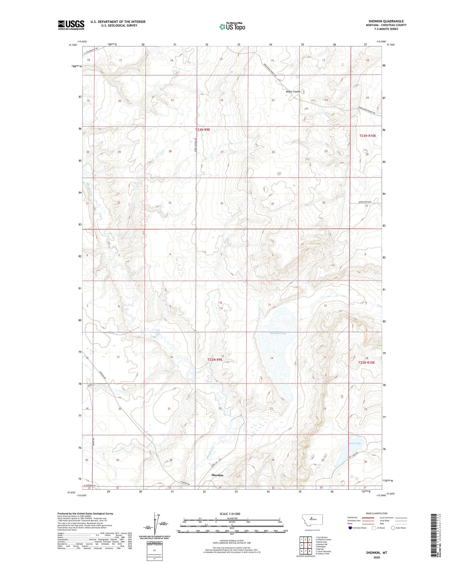 Shonkin Montana US Topo Map Image