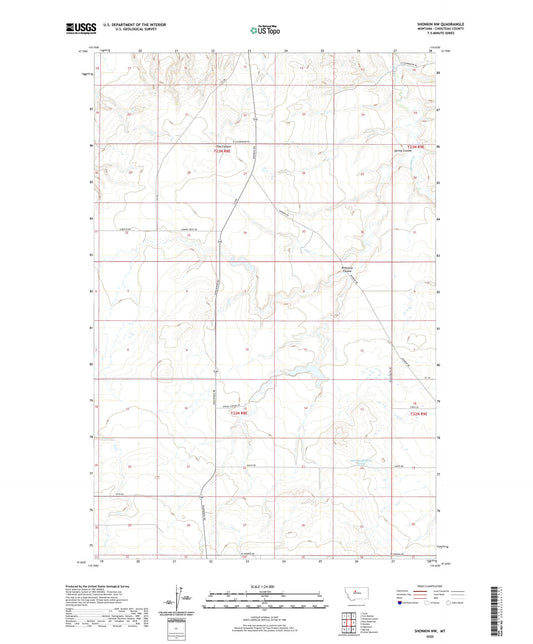 Shonkin NW Montana US Topo Map Image