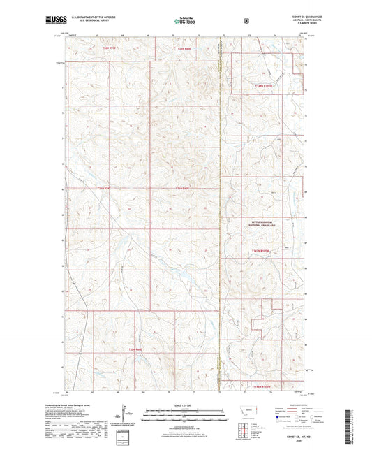 Sidney SE Montana US Topo Map Image