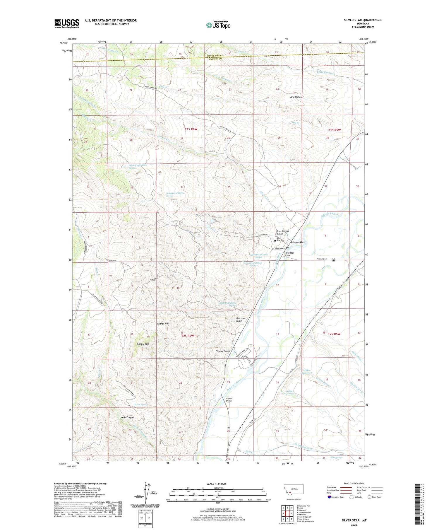Silver Star Montana US Topo Map Image