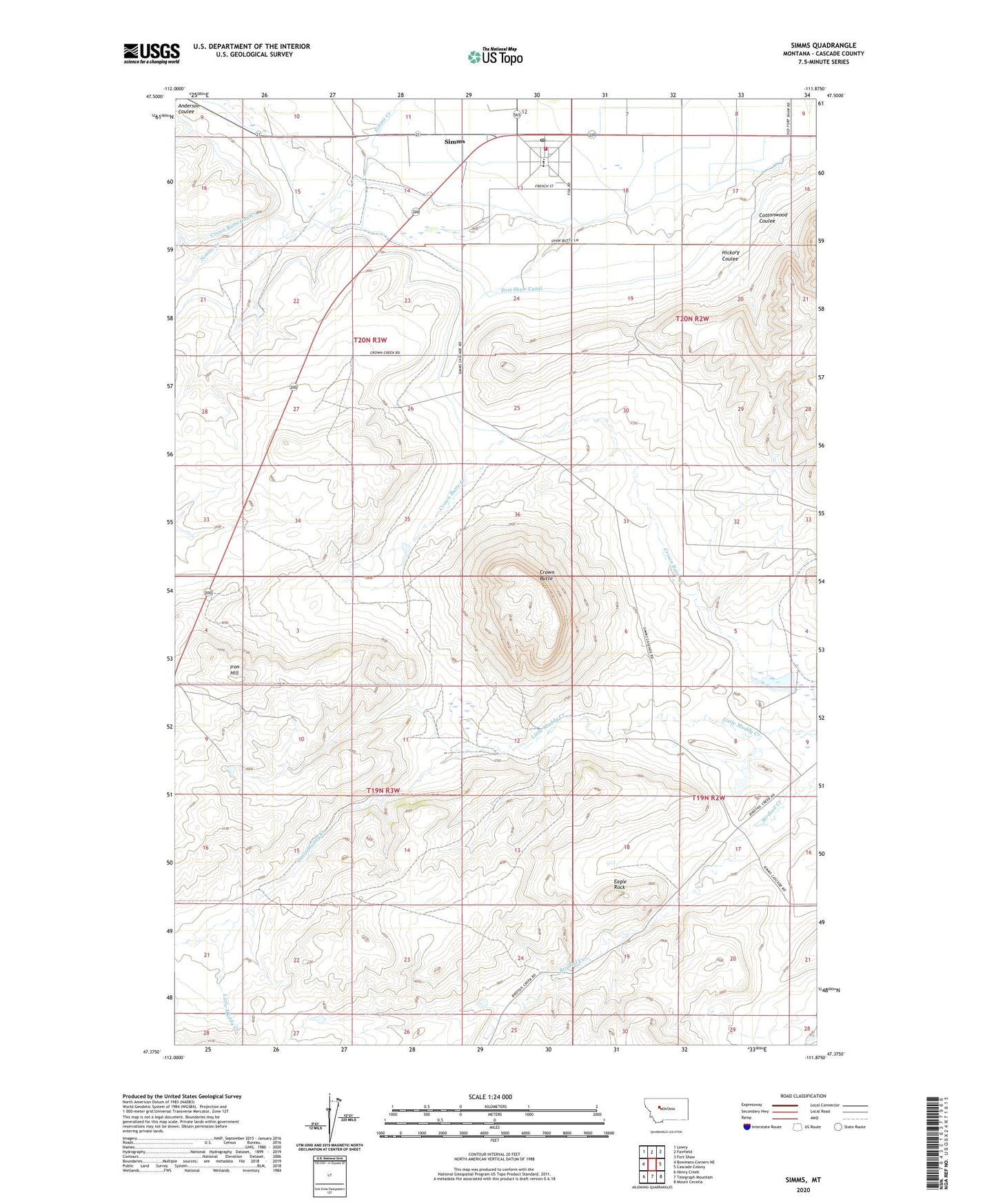 Simms Montana US Topo Map Image