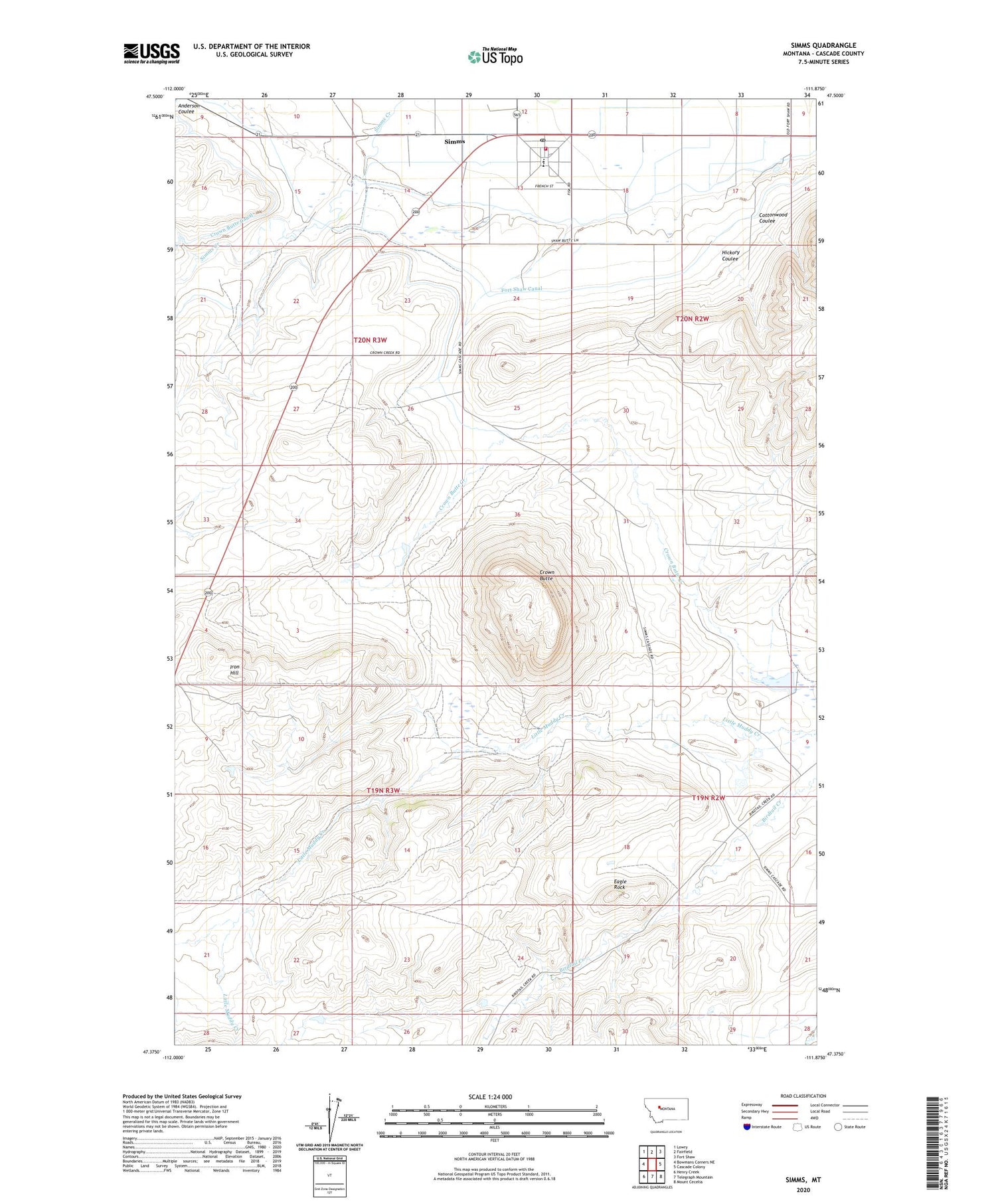 Simms Montana US Topo Map Image