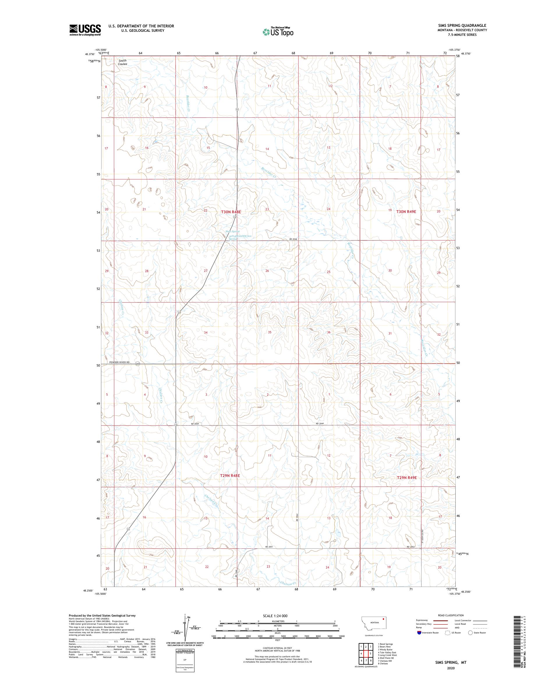 Sims Spring Montana US Topo Map – MyTopo Map Store