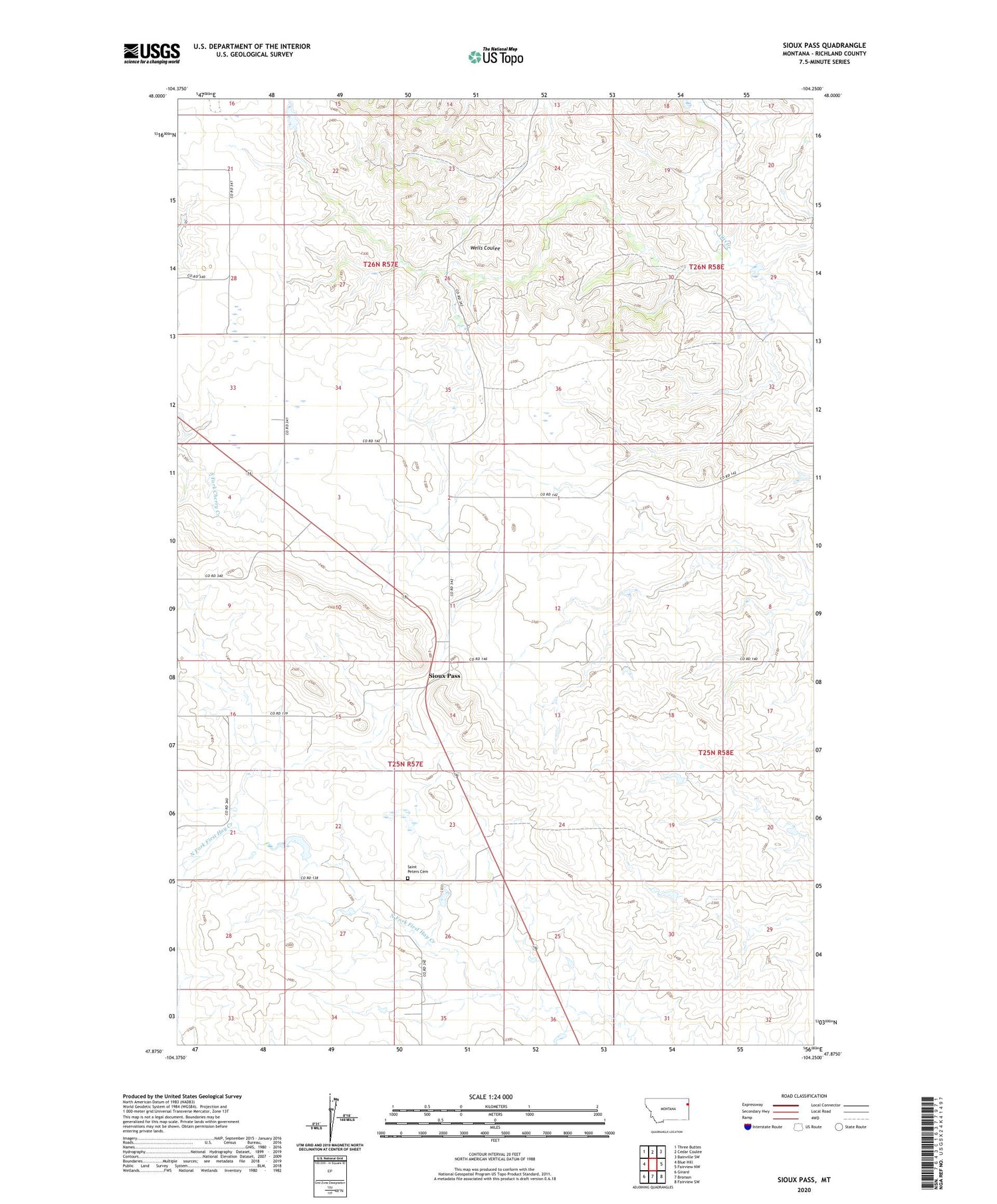 Sioux Pass Montana US Topo Map Image