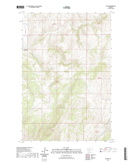 Sixteen Montana US Topo Map Image