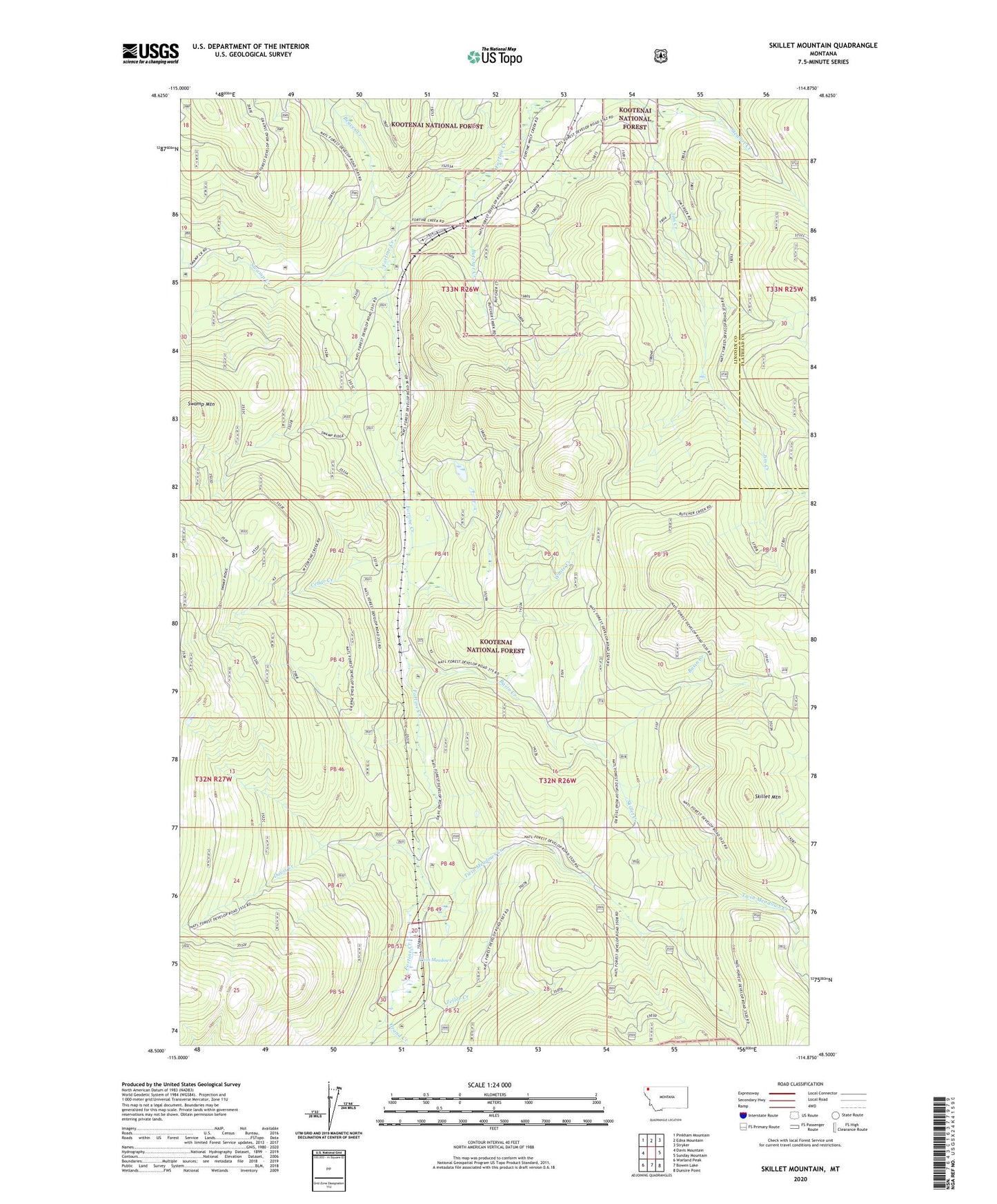 Skillet Mountain Montana US Topo Map Image