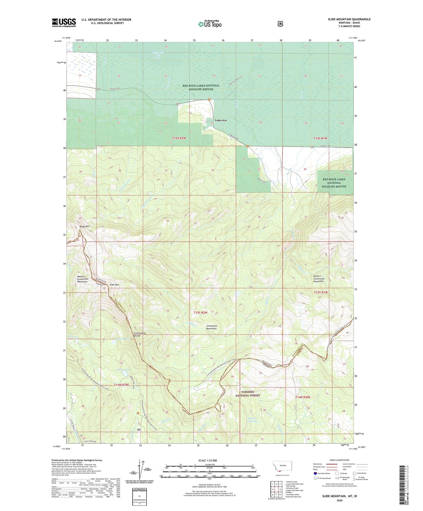 Slide Mountain Montana US Topo Map Image