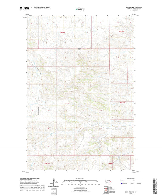 Smith Creek NE Montana US Topo Map Image