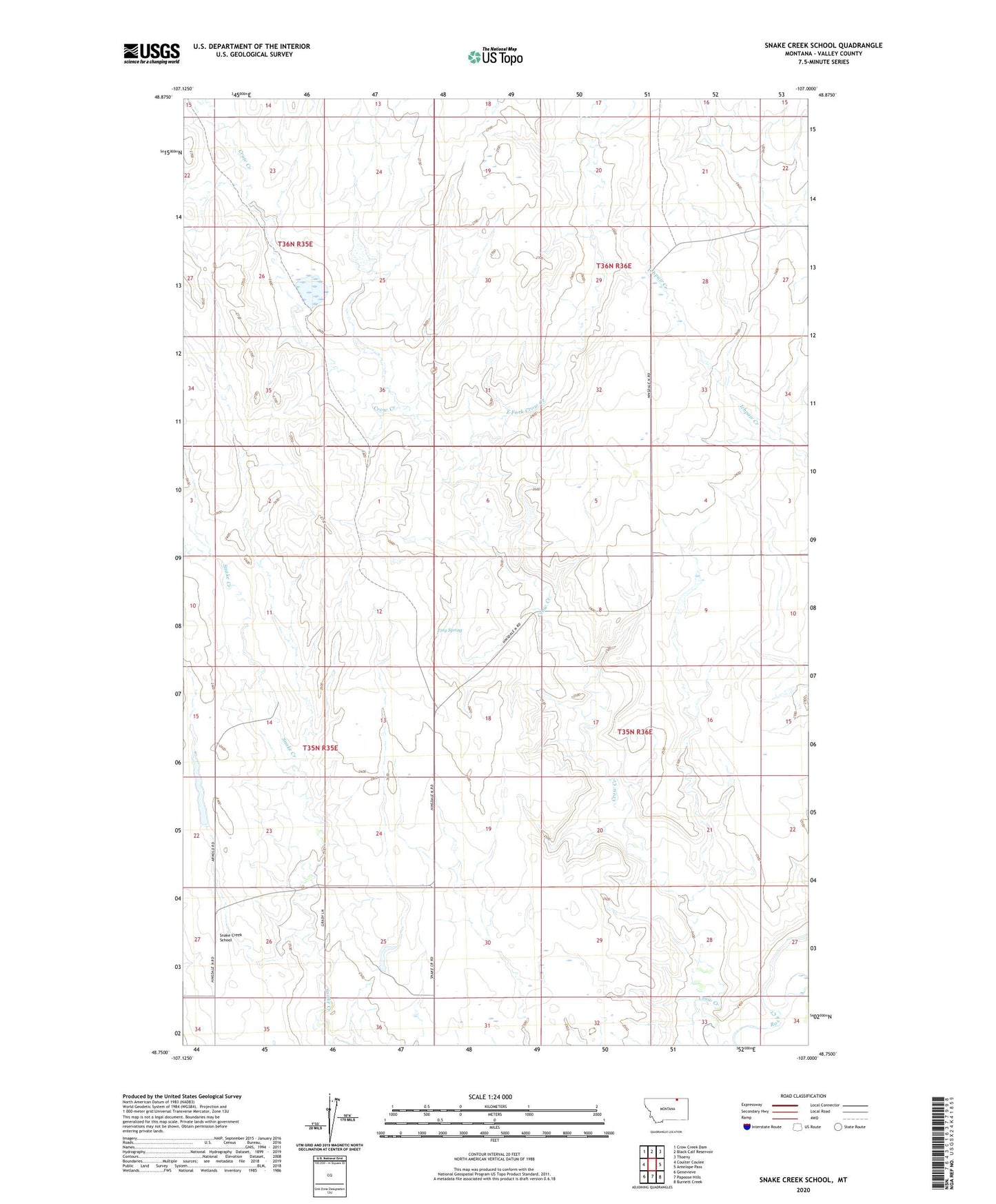 Snake Creek School Montana US Topo Map Image