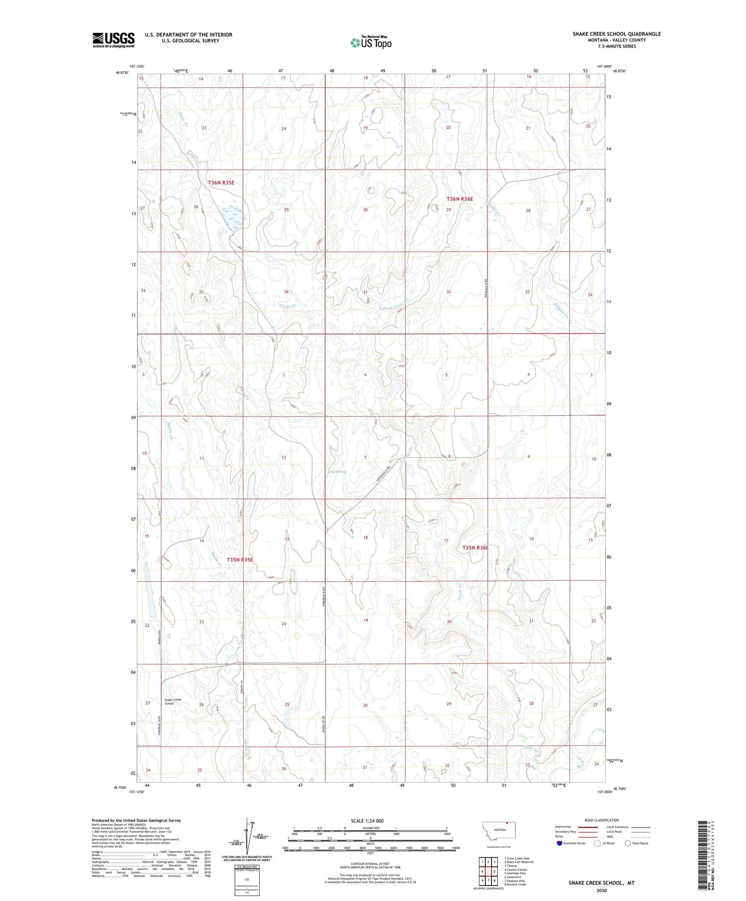 Snake Creek School Montana US Topo Map Image