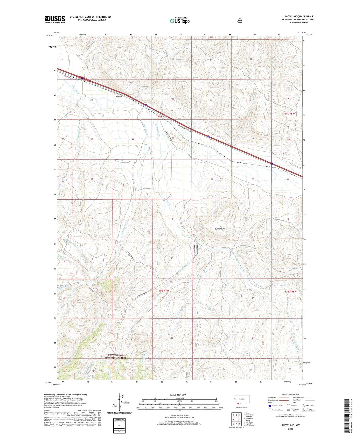 Snowline Montana US Topo Map Image