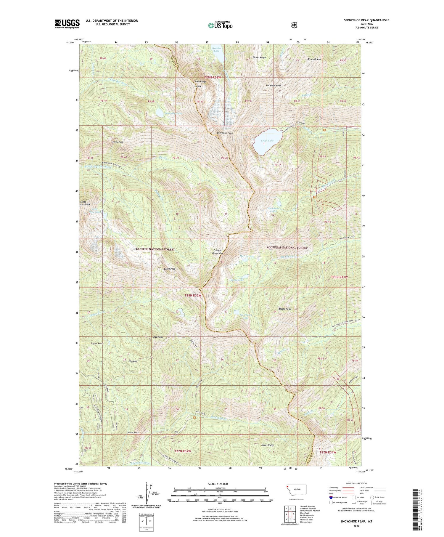 Snowshoe Peak Montana US Topo Map Image