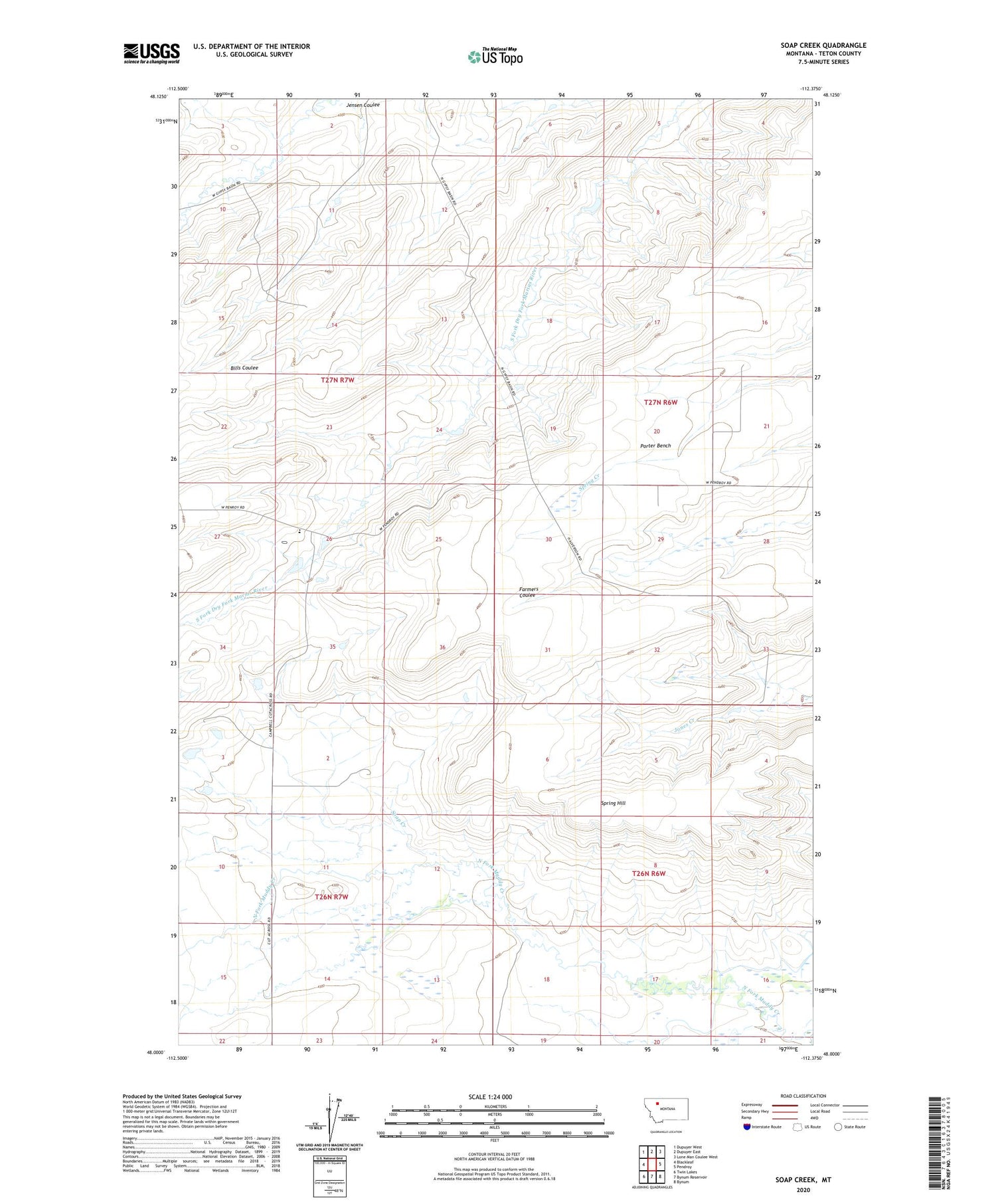 Soap Creek Montana US Topo Map Image