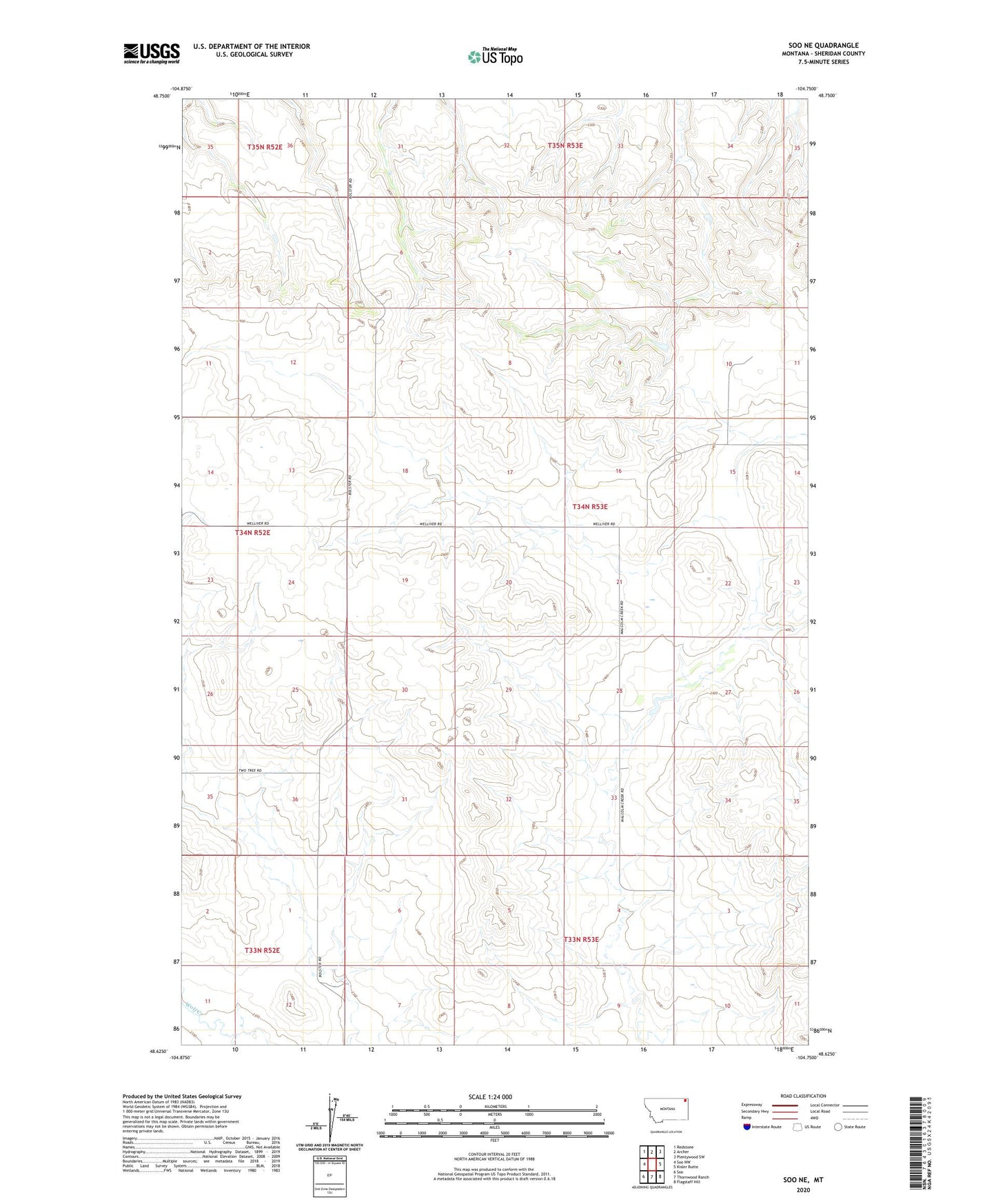 Soo NE Montana US Topo Map Image