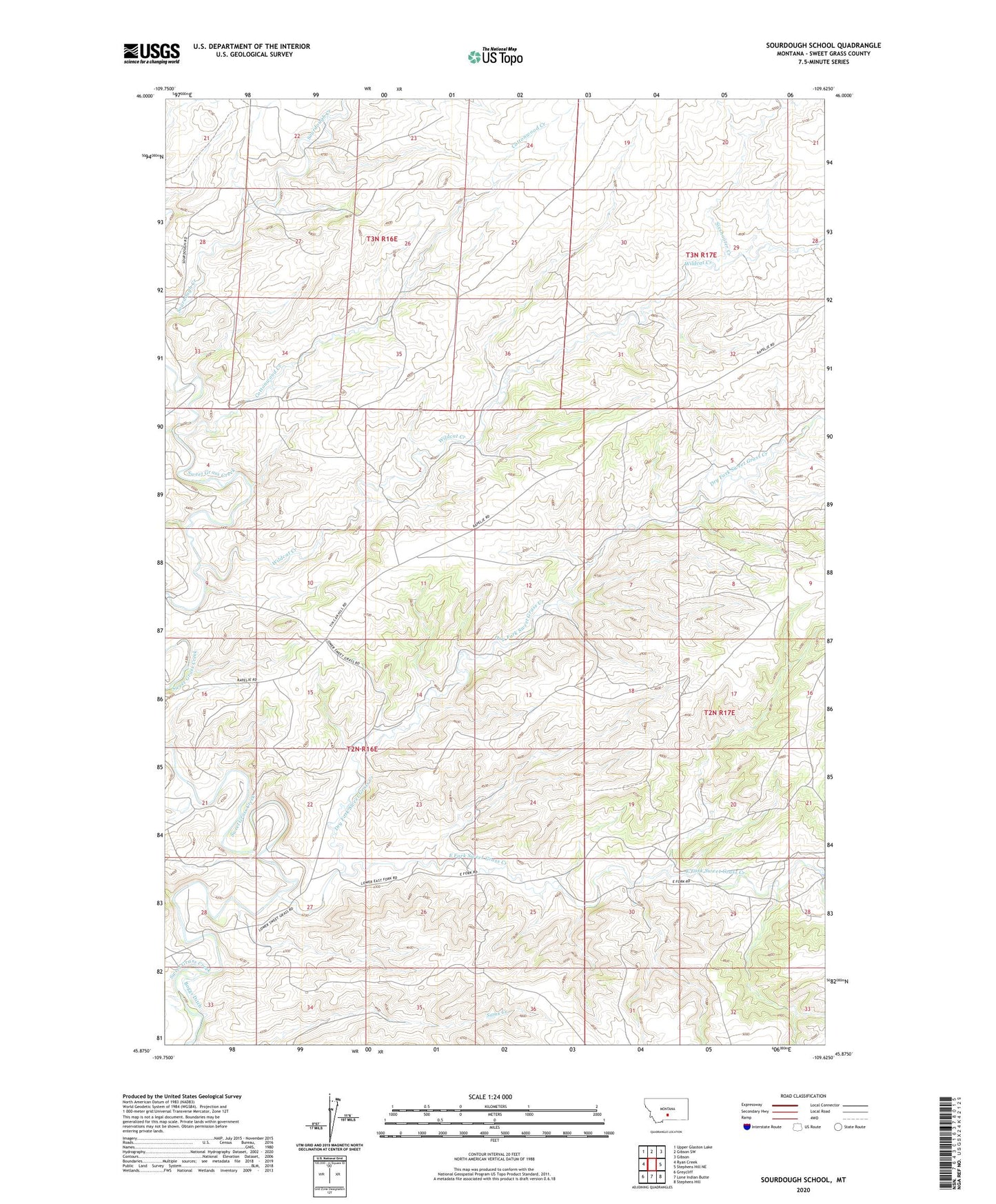 Sourdough School Montana US Topo Map Image