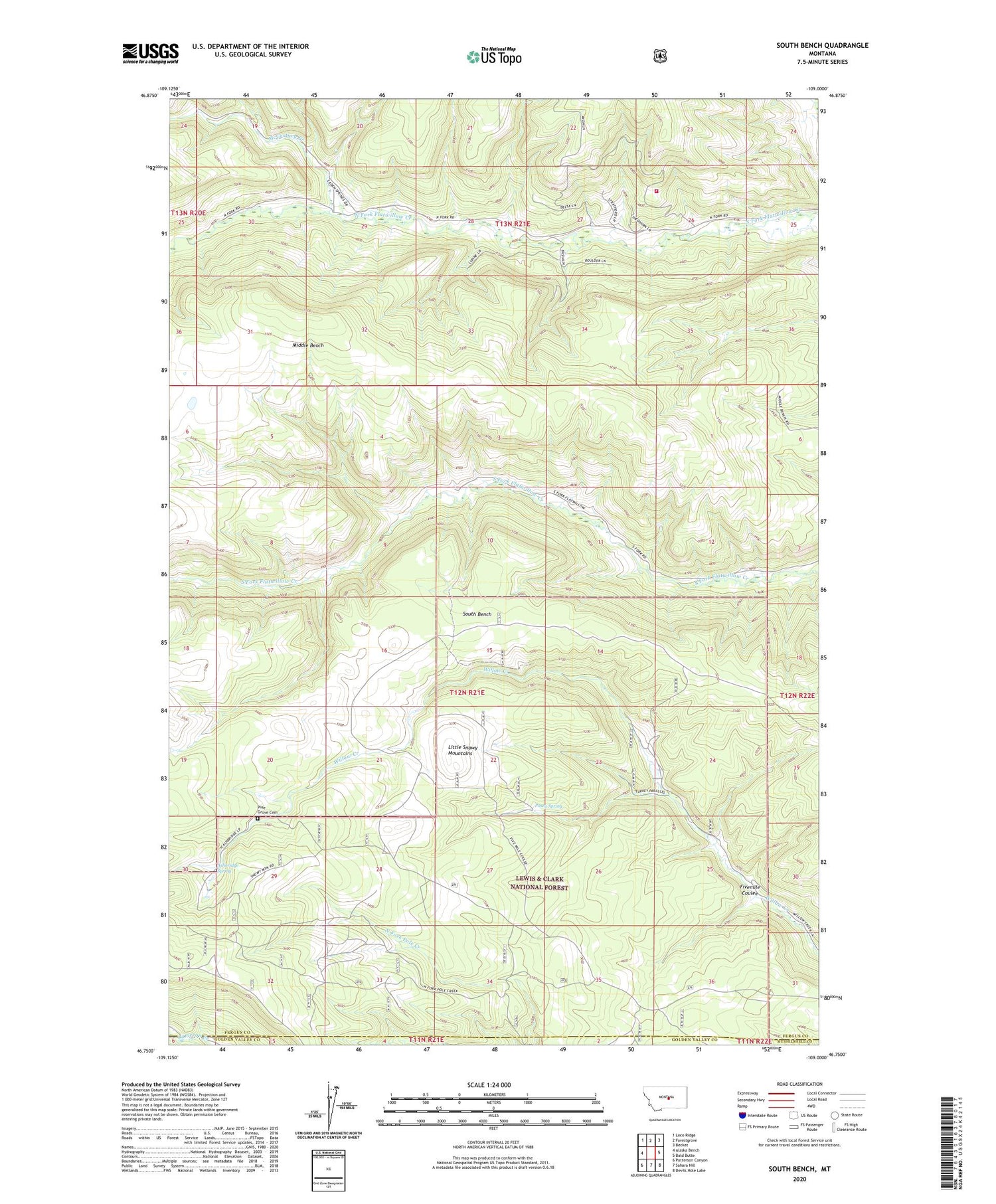 South Bench Montana US Topo Map Image