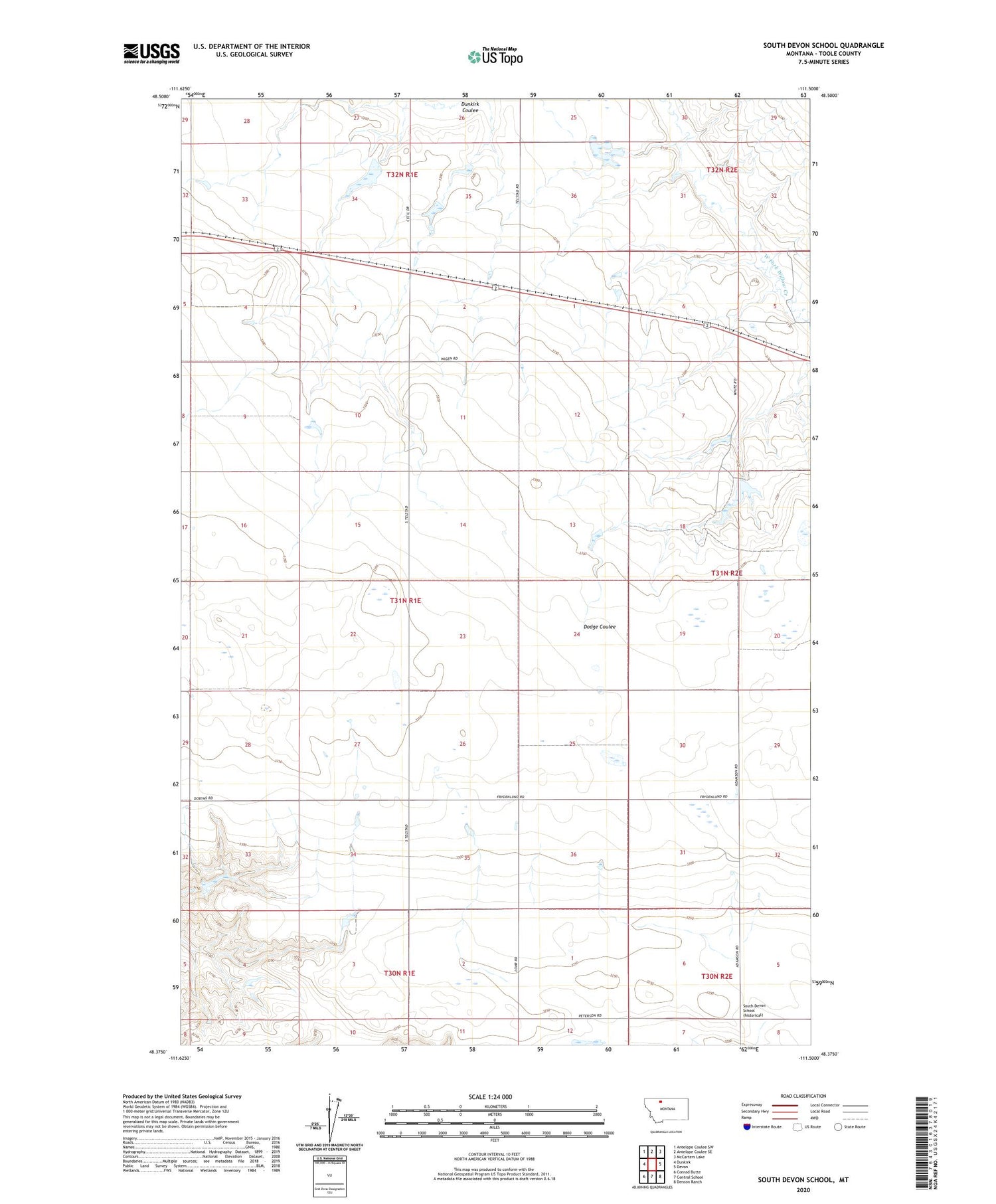 South Devon School Montana US Topo Map Image