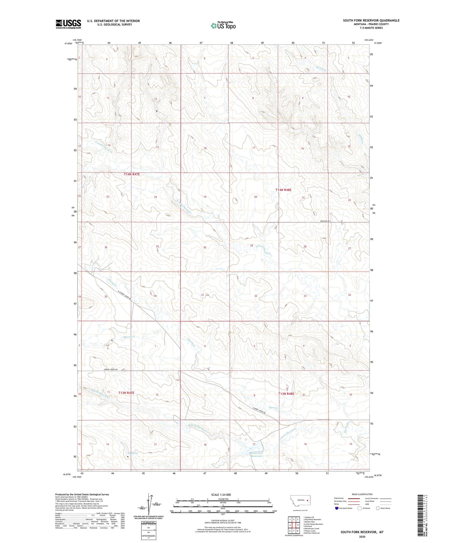 South Fork Reservoir Montana US Topo Map Image