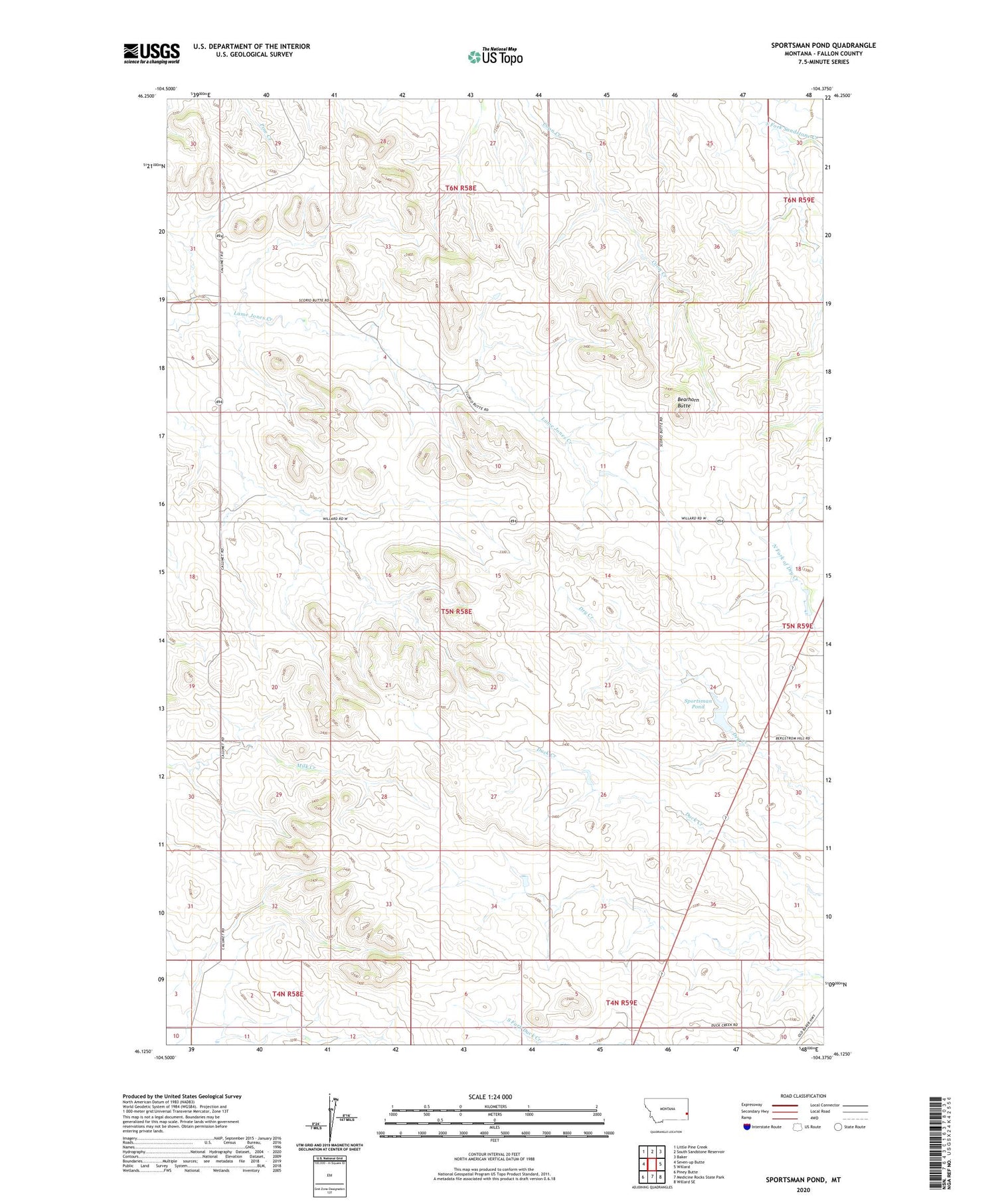Sportsman Pond Montana US Topo Map Image