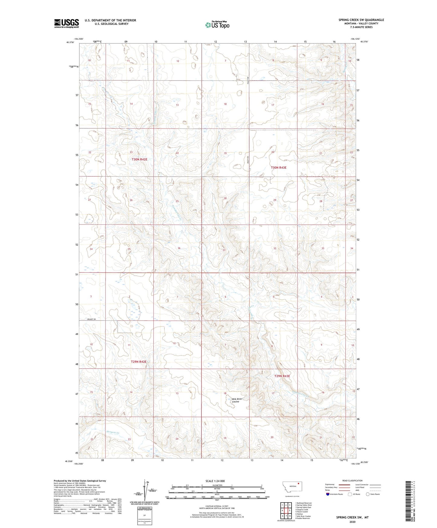 Spring Creek SW Montana US Topo Map Image
