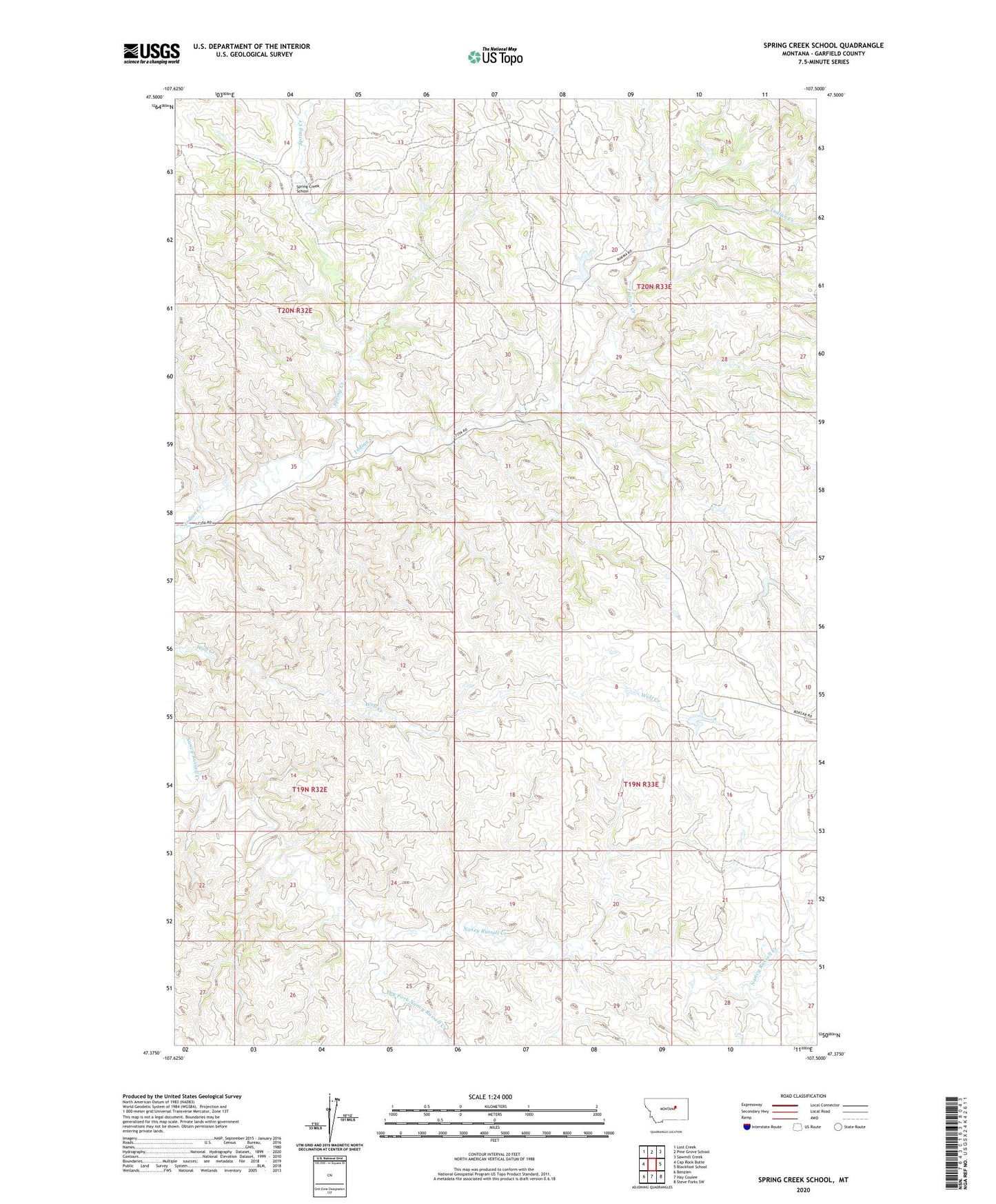 Spring Creek School Montana US Topo Map Image