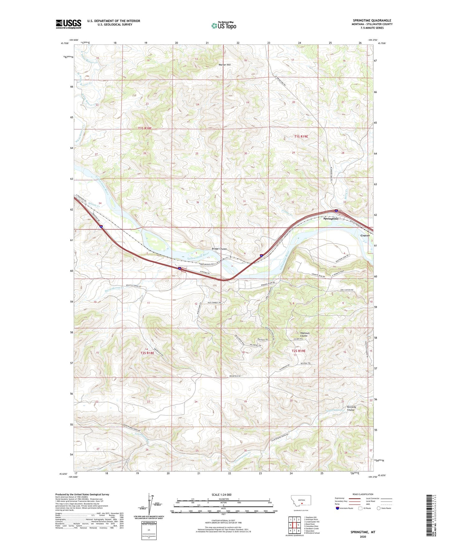 Springtime Montana US Topo Map Image