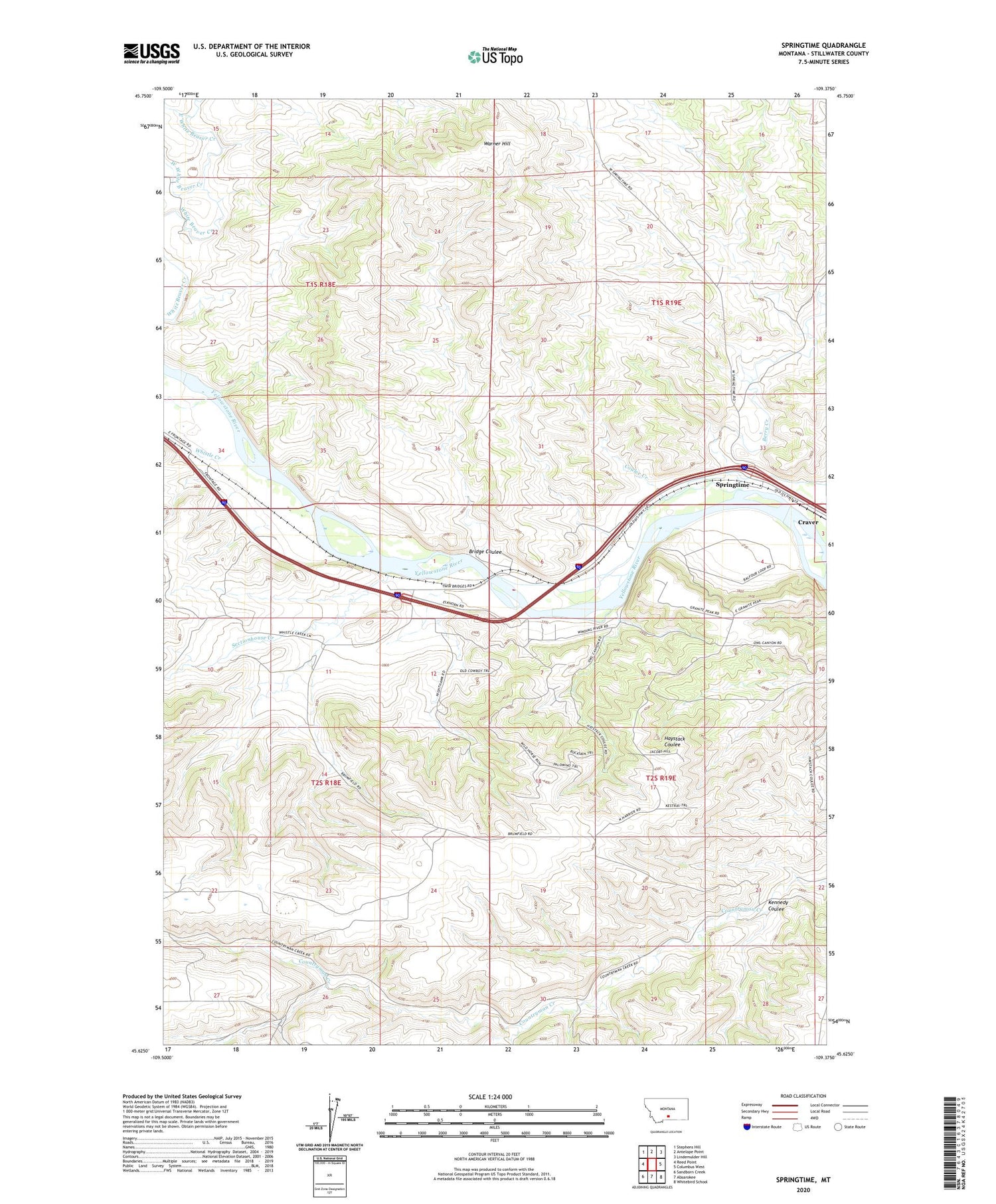 Springtime Montana US Topo Map Image