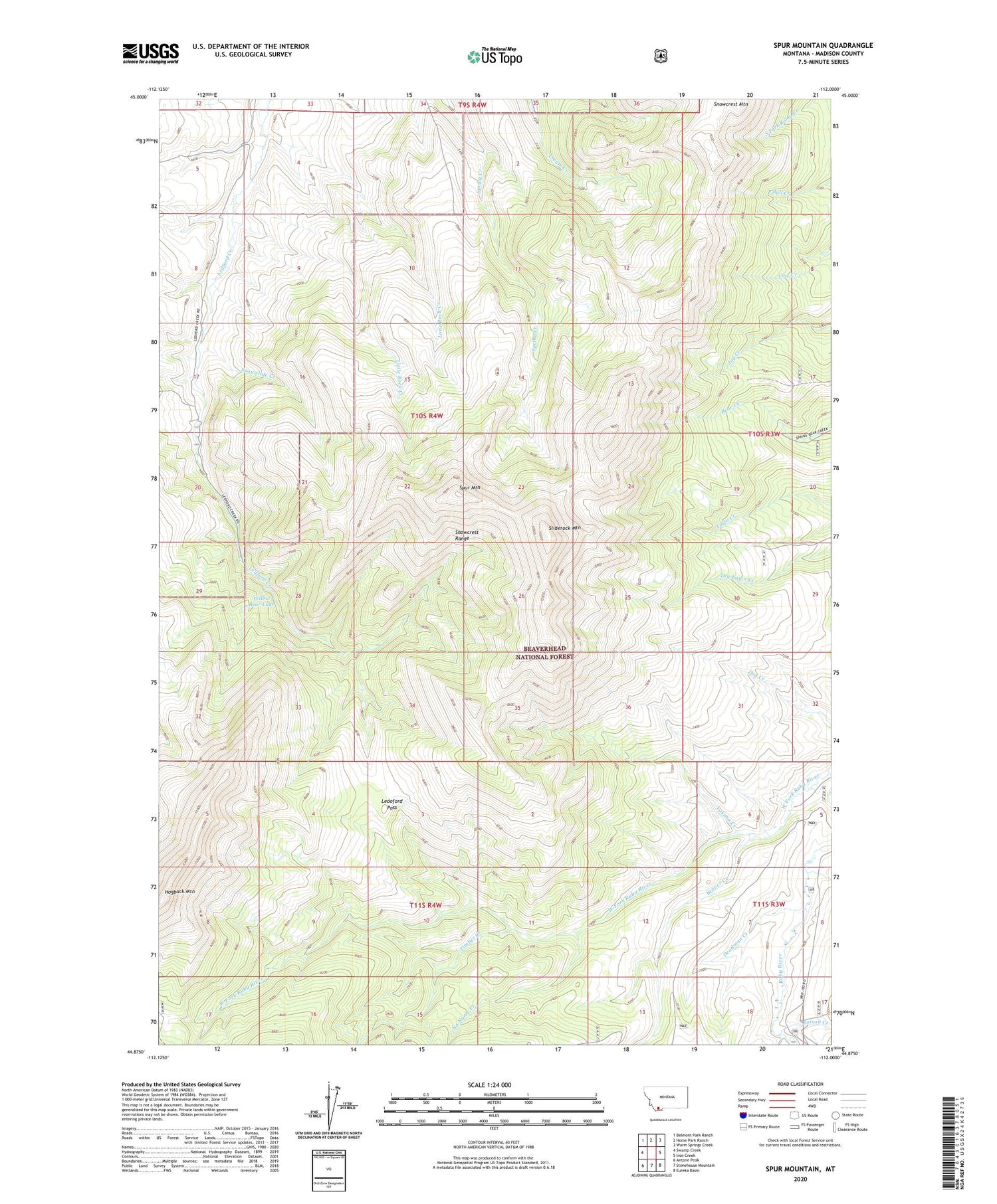 Spur Mountain Montana US Topo Map Image
